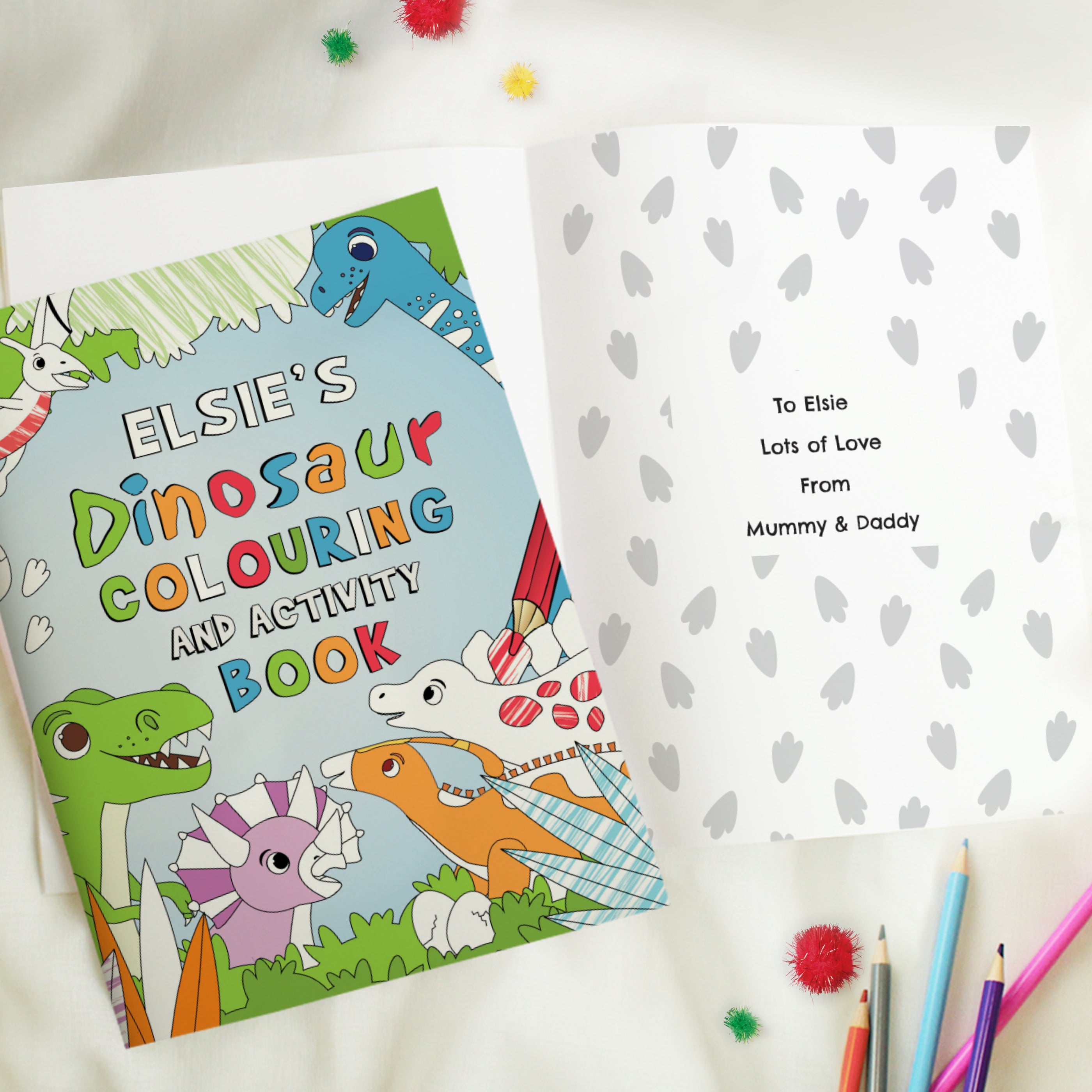 Personalised Dinosaur Colouring Book - gift & personalise