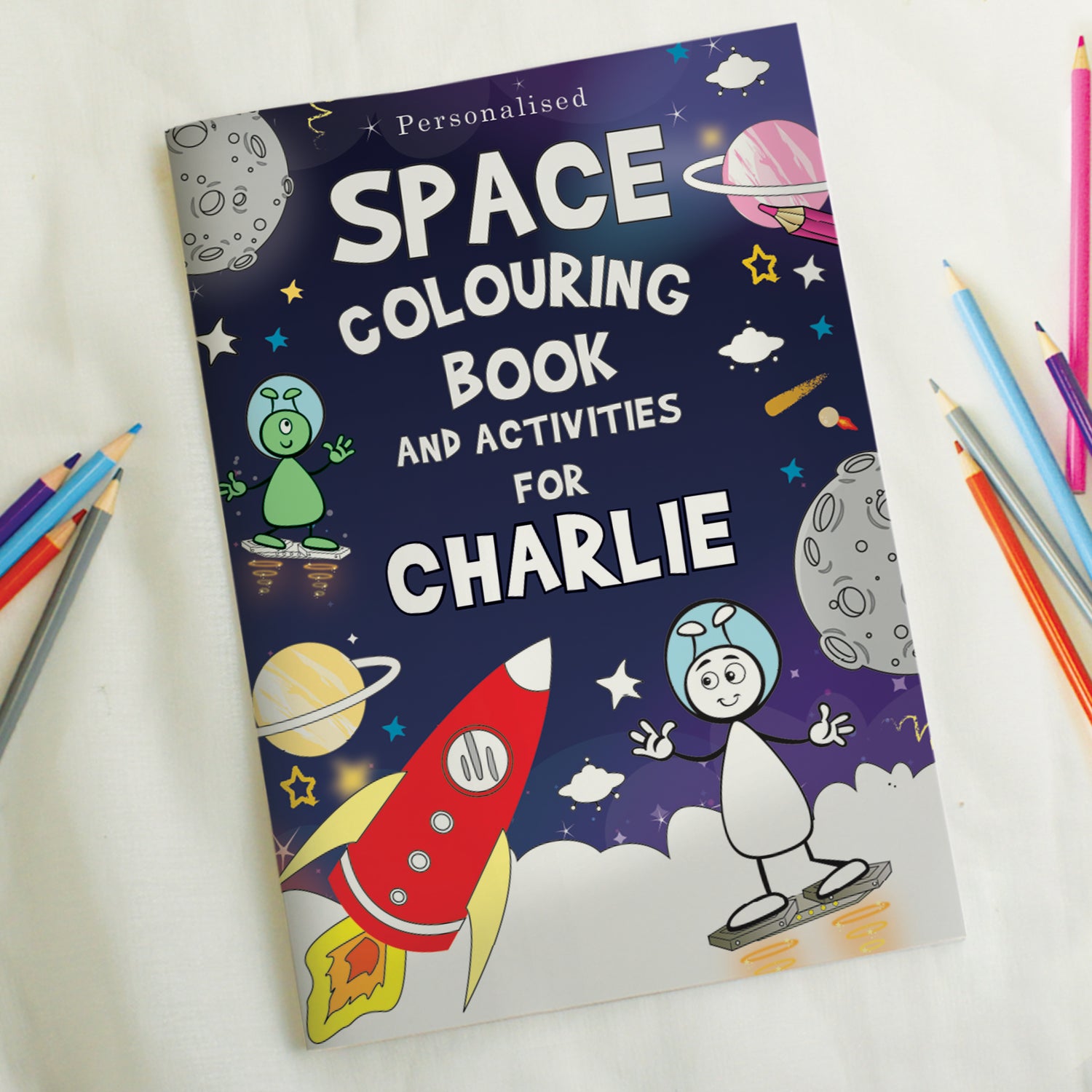 Personalised Space Colouring Book - gift & personalise