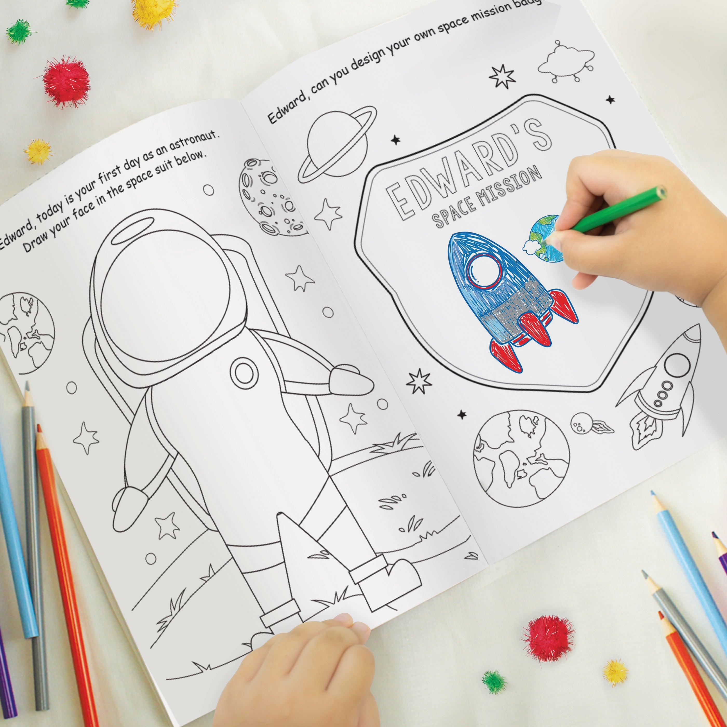 Personalised Space Colouring Book - gift & personalise