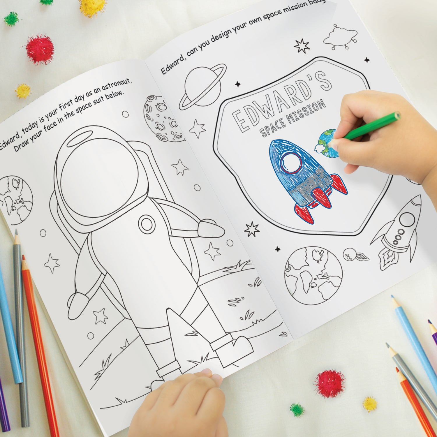 Personalised Space Colouring Book - gift & personalise