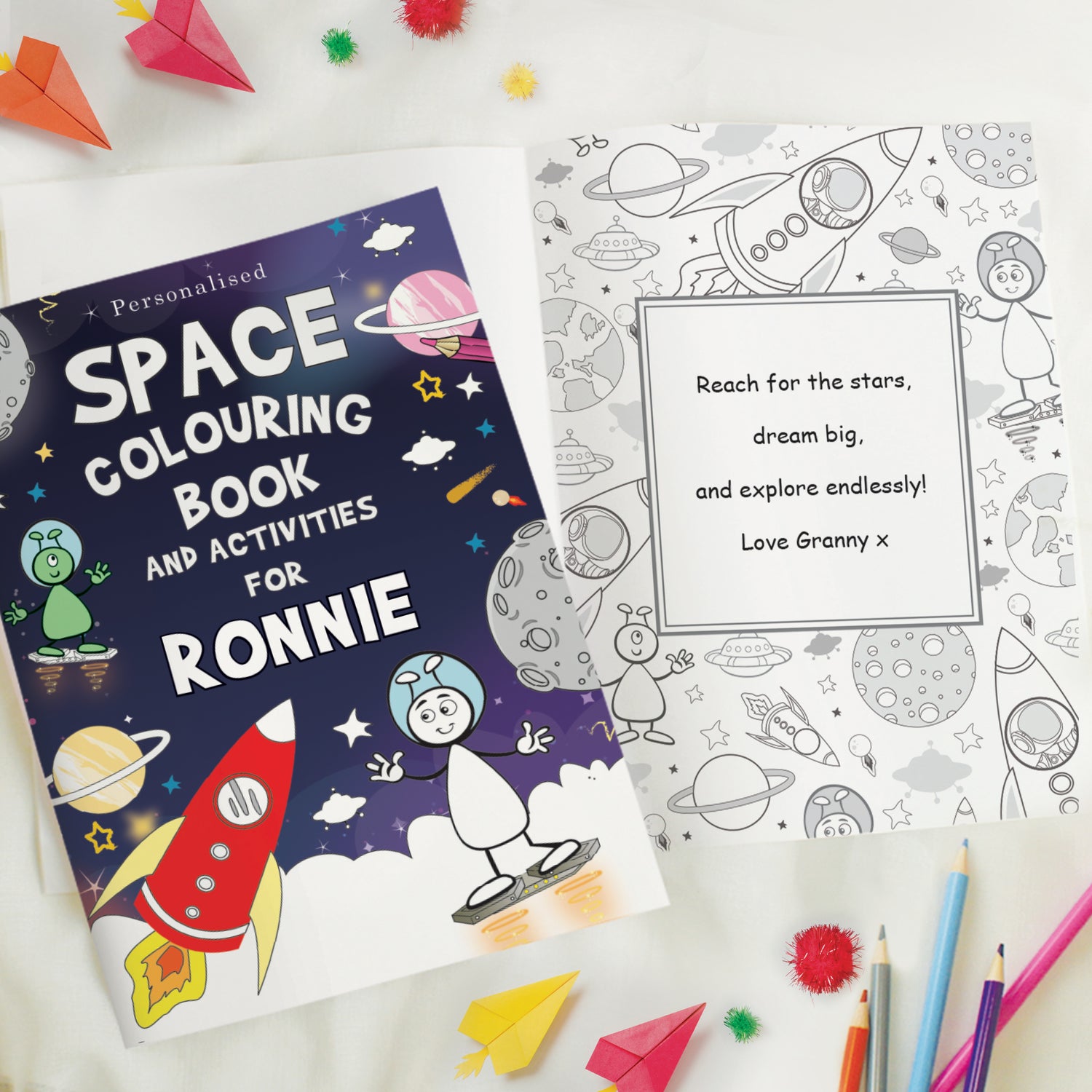 Personalised Space Colouring Book - gift & personalise