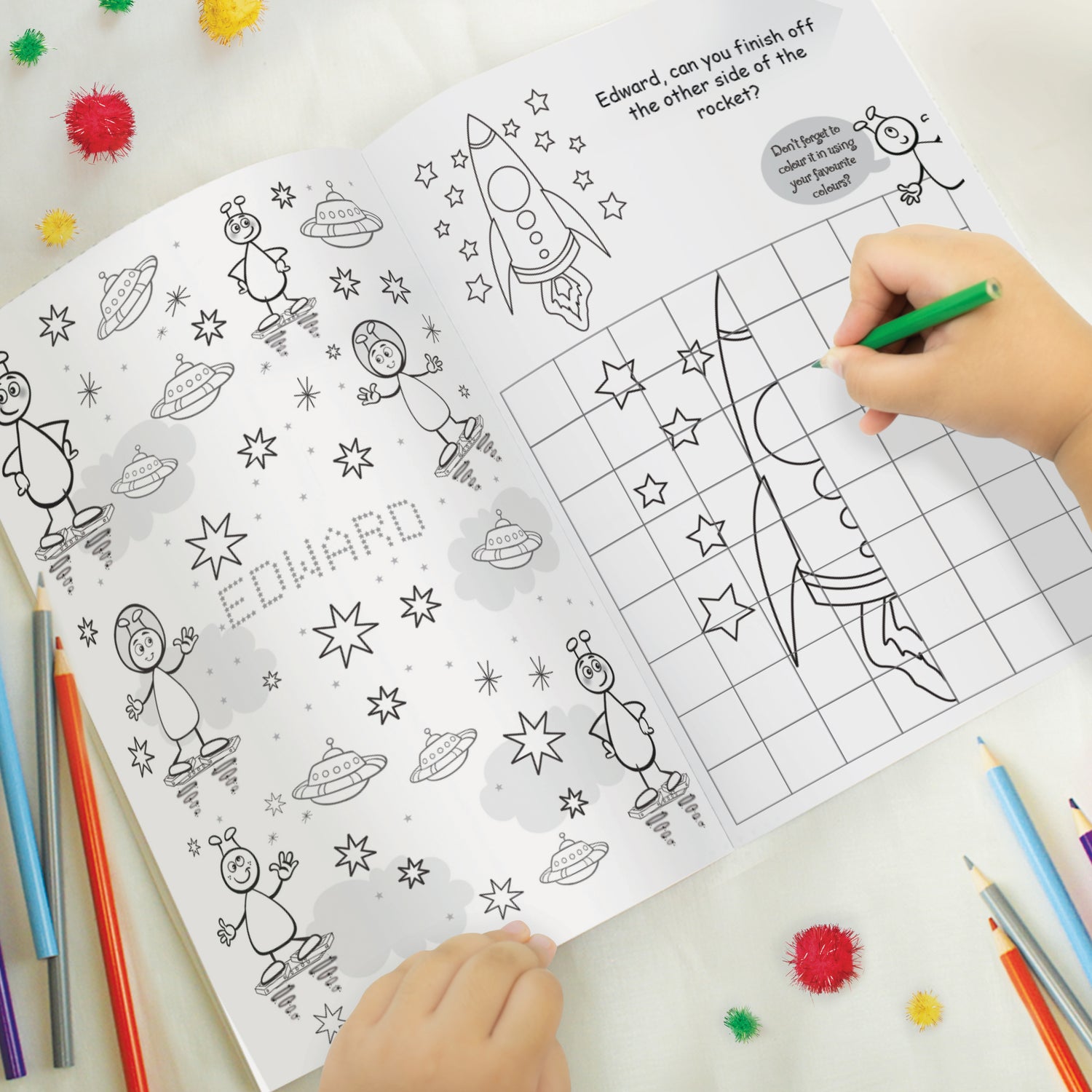 Personalised Space Colouring Book - gift & personalise