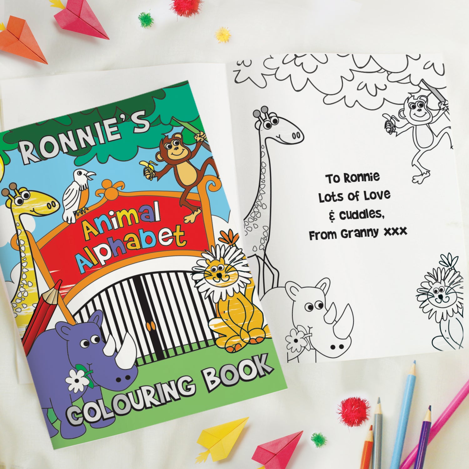 Personalised Zoo Colouring Book - gift & personalise