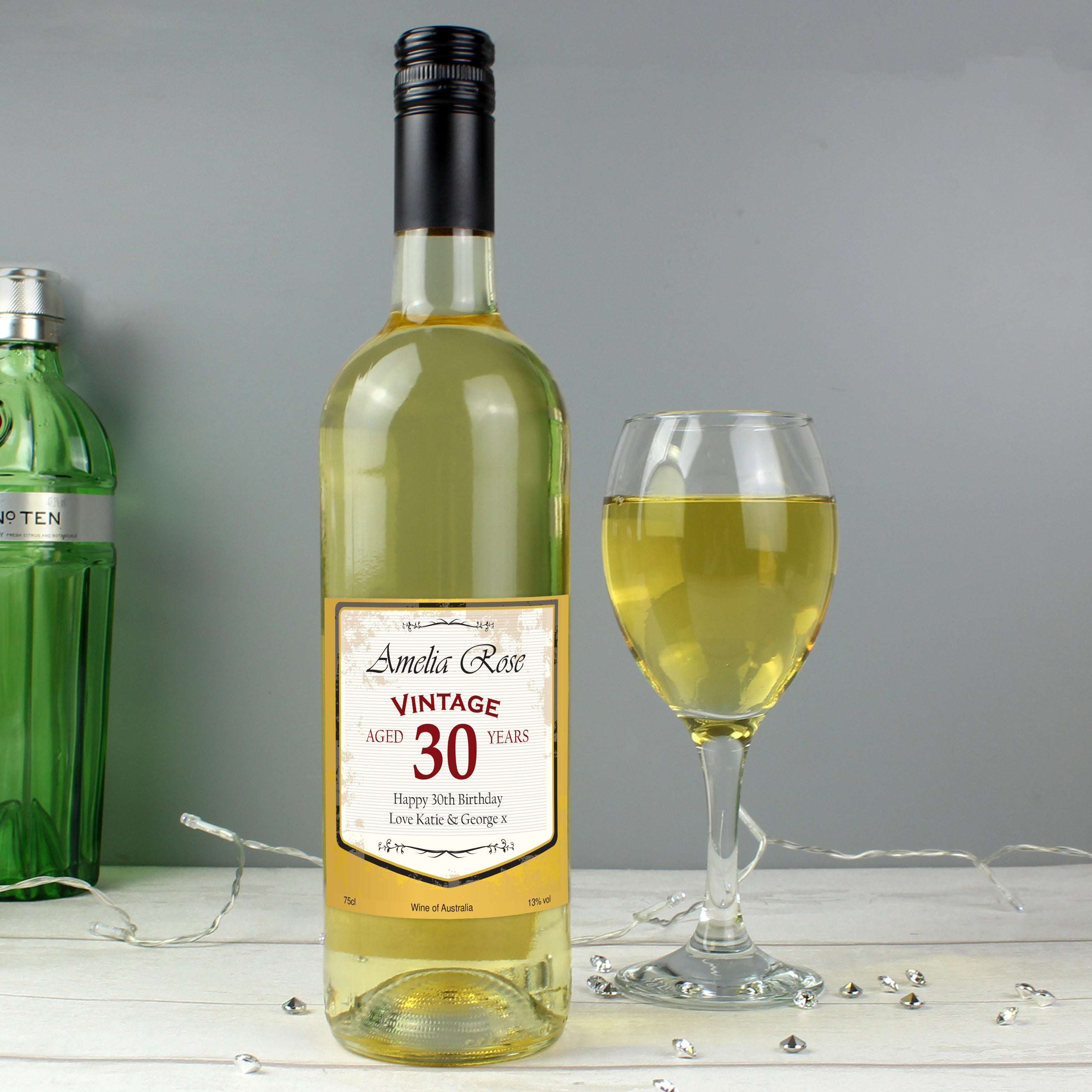 Personalised White Wine Vintage Age Label - gift & personalise