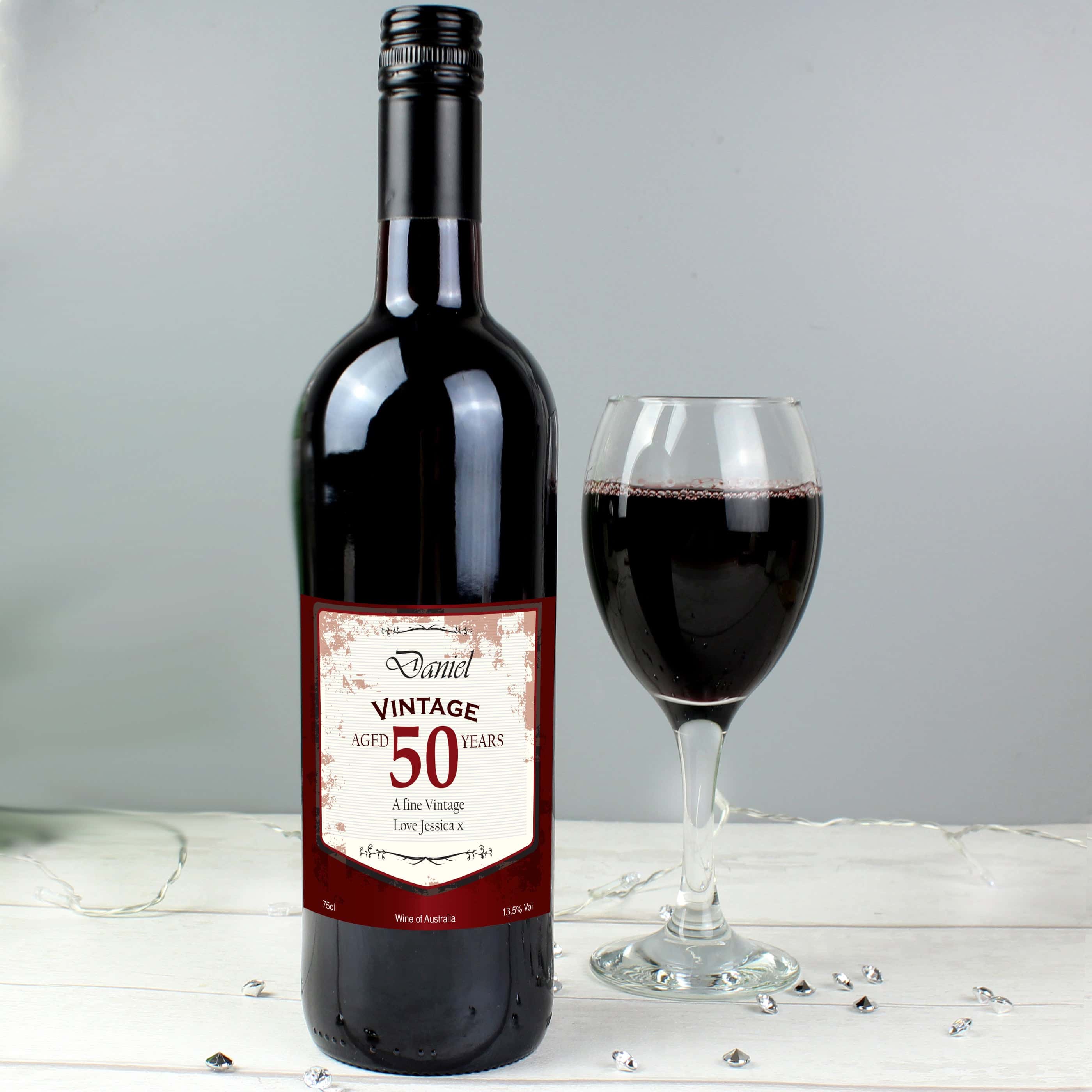 Personalised Red Wine Vintage Age Label - gift & personalise
