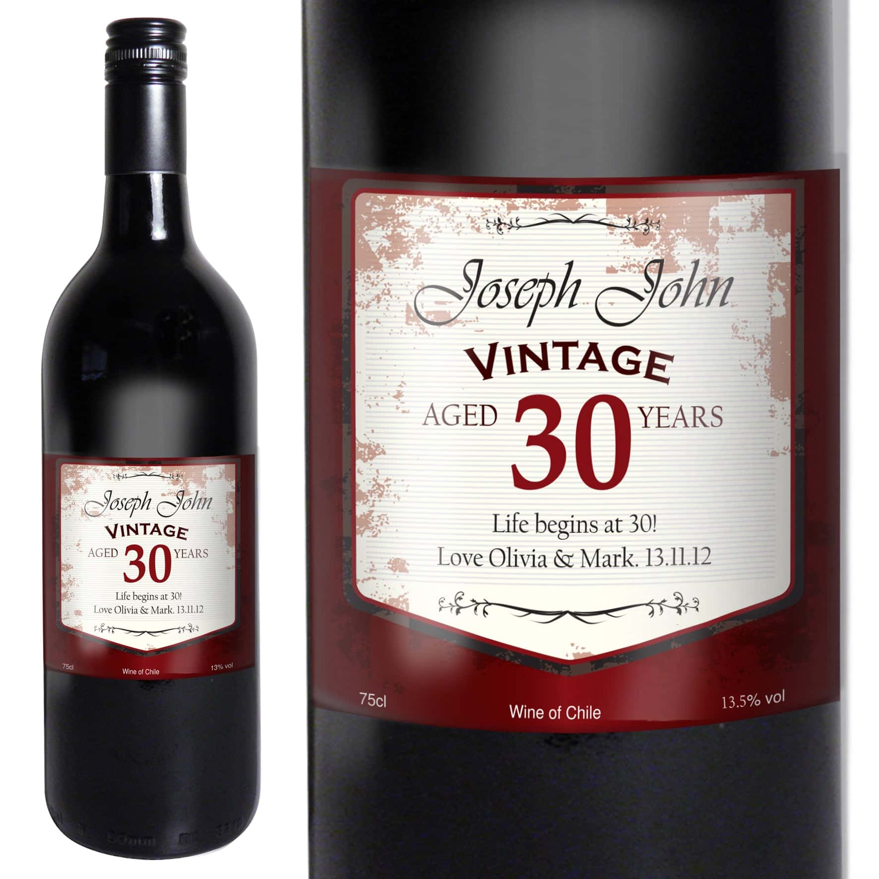 Personalised Red Wine Vintage Age Label - gift & personalise