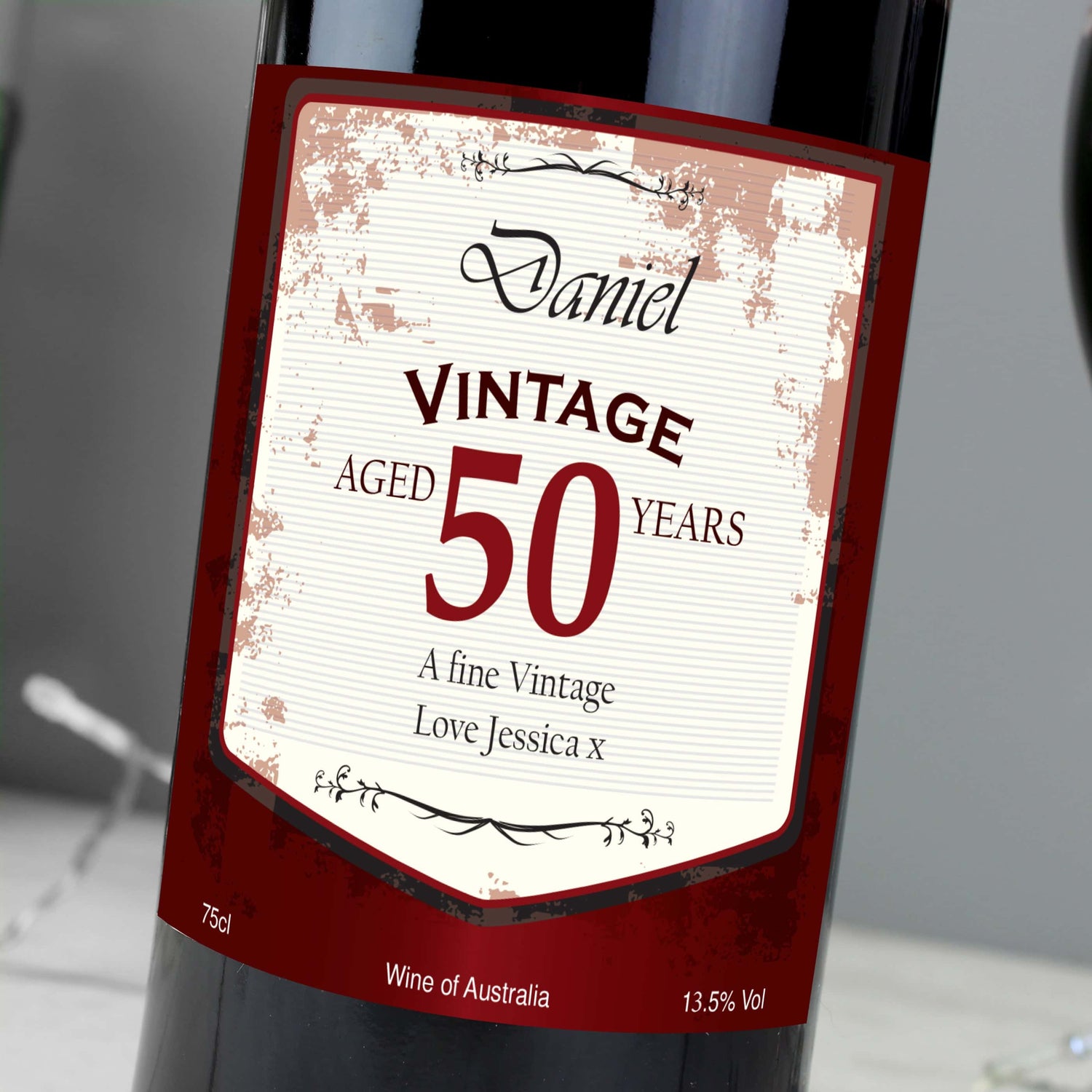 Personalised Red Wine Vintage Age Label - gift & personalise