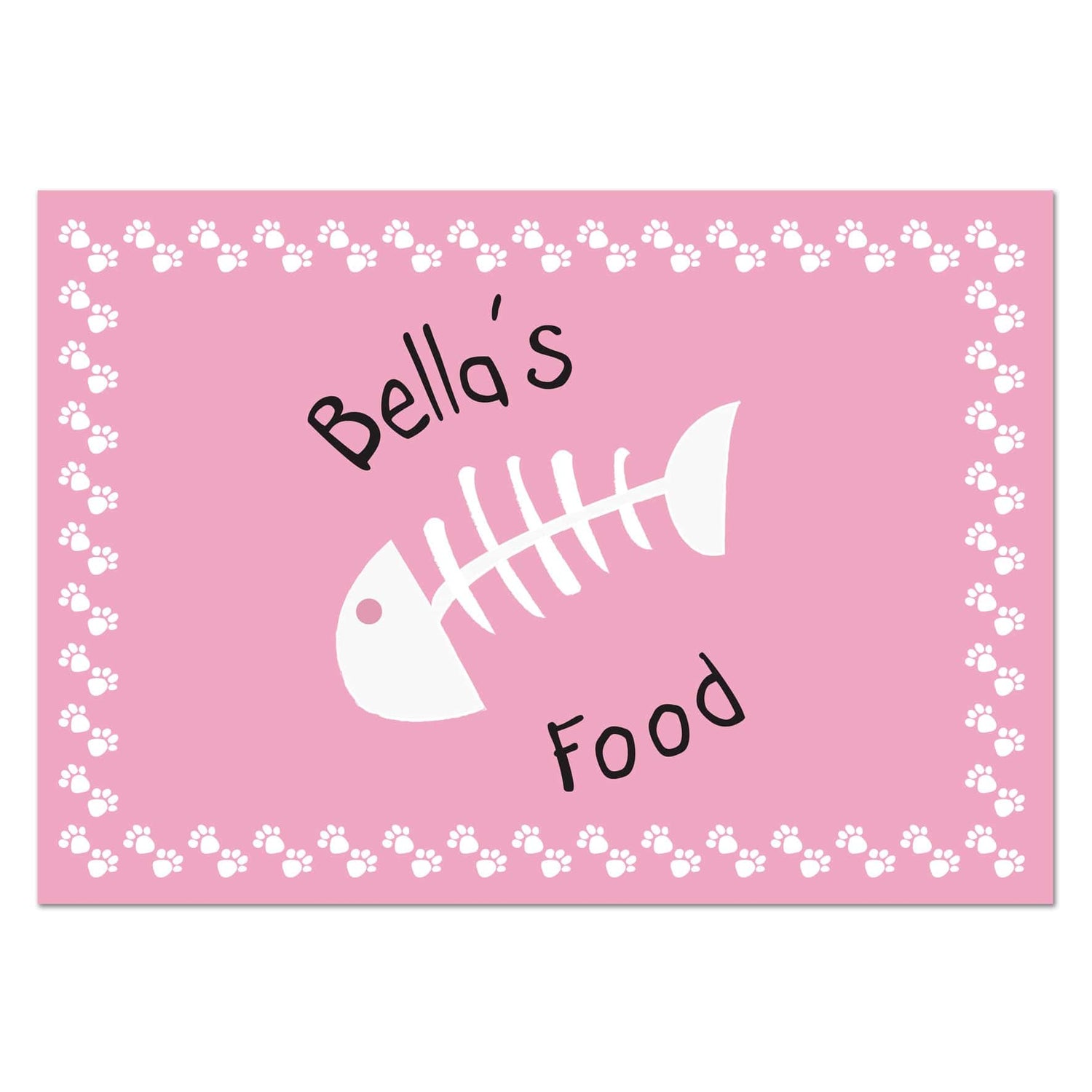 Personalised Pink Fish Bone Cat Pet Bowl Mat - gift & personalise