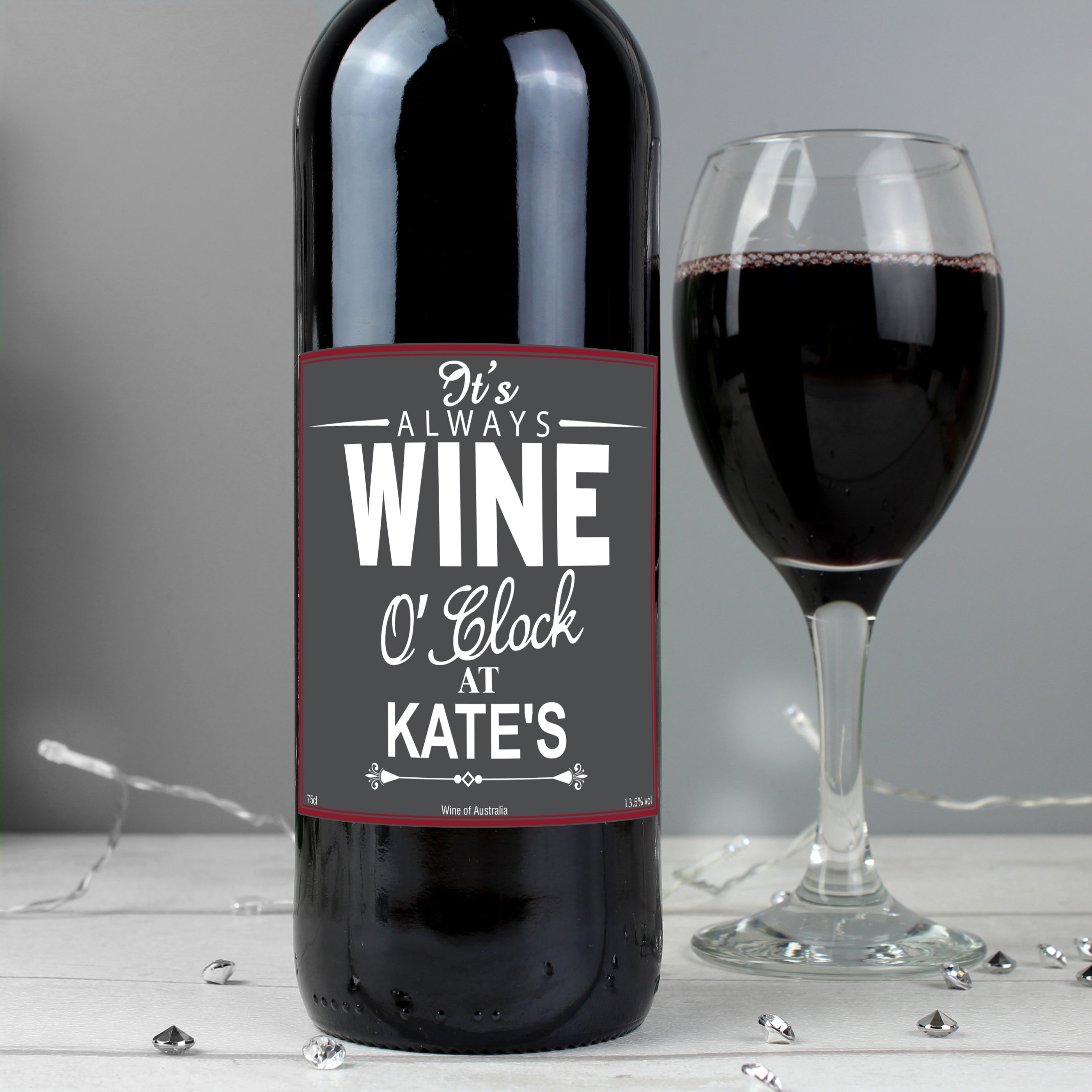 Personalised Wine O'Clock Red Wine - gift & personalise