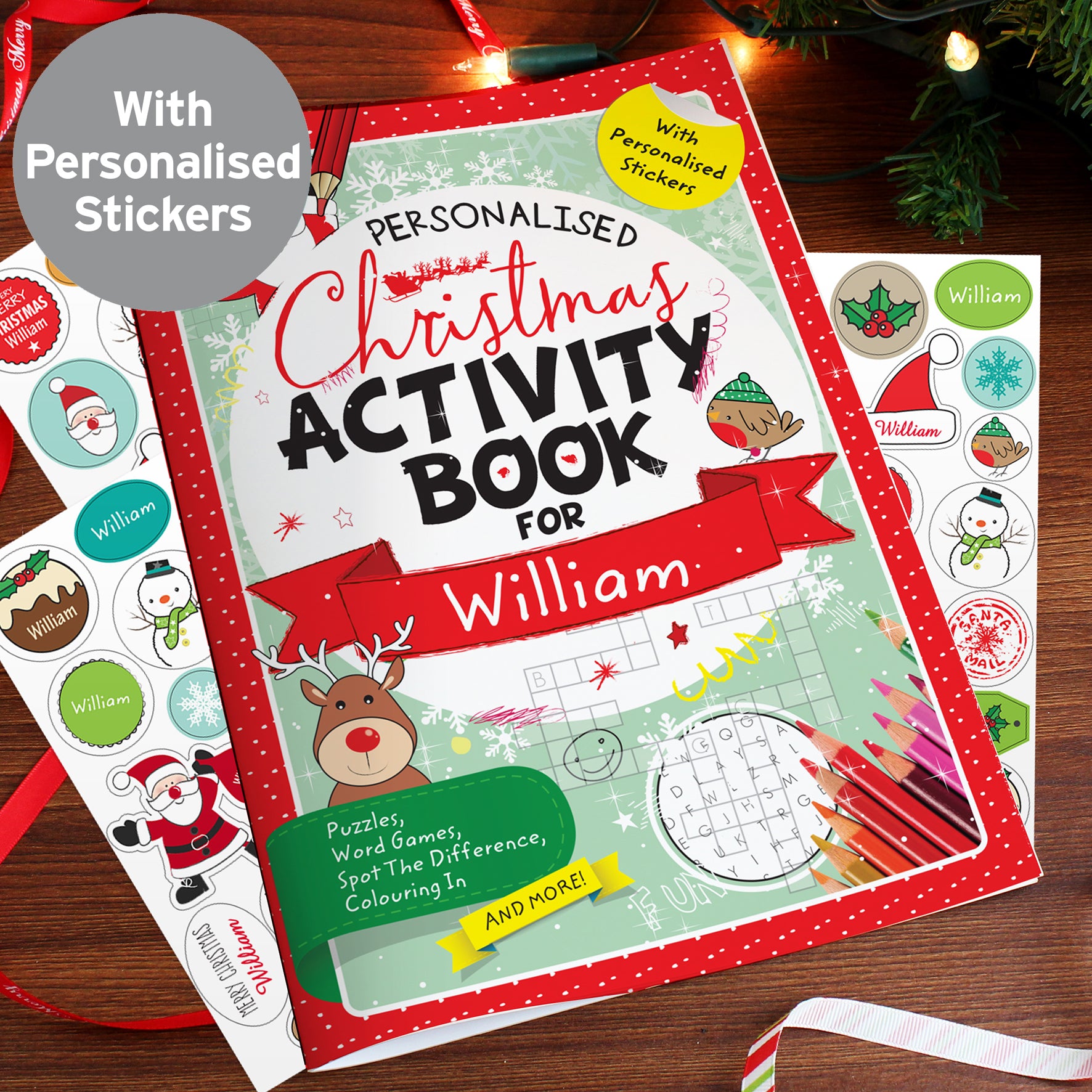 Personalised Christmas Activity Book with Stickers - gift & personalise