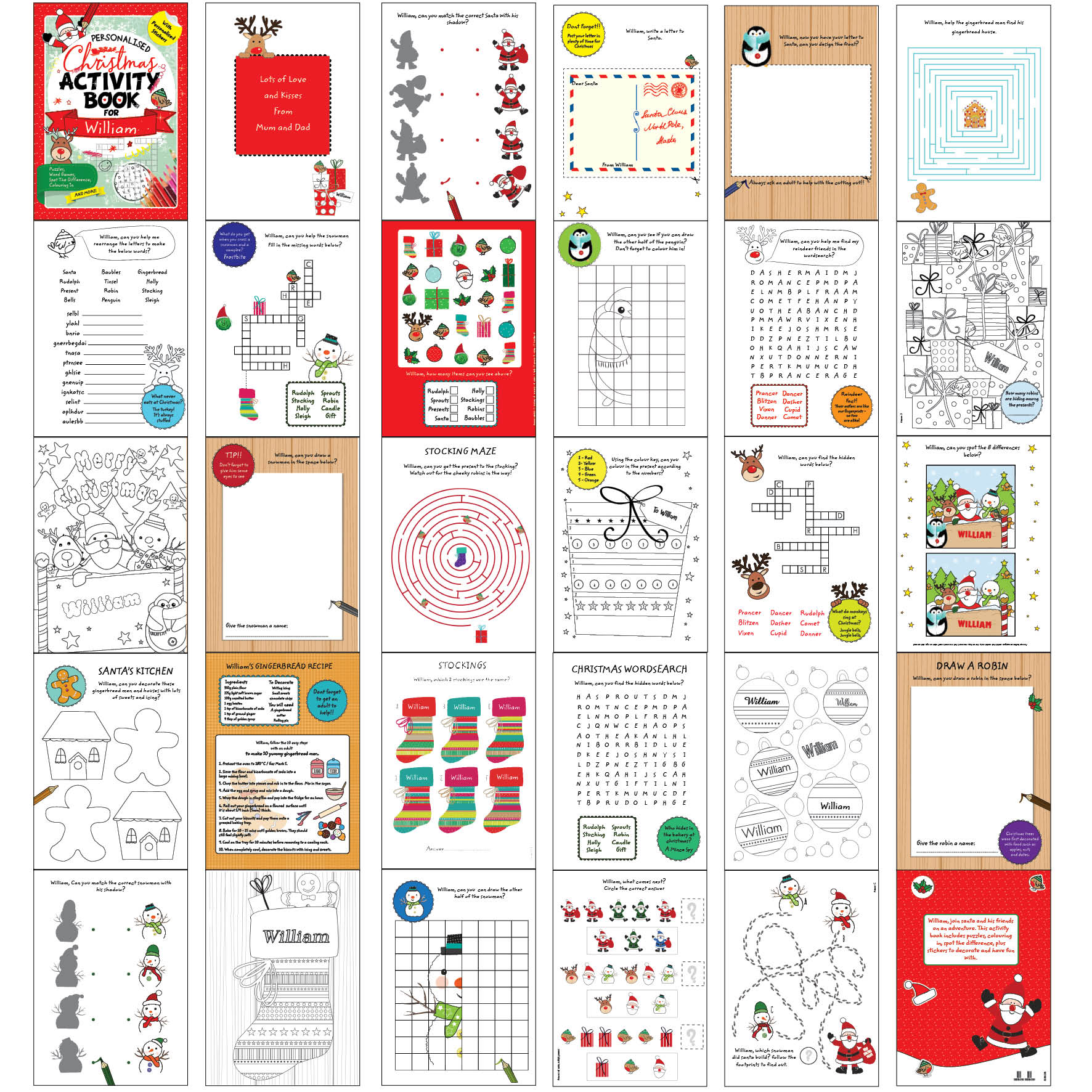 Personalised Christmas Activity Book with Stickers - gift & personalise