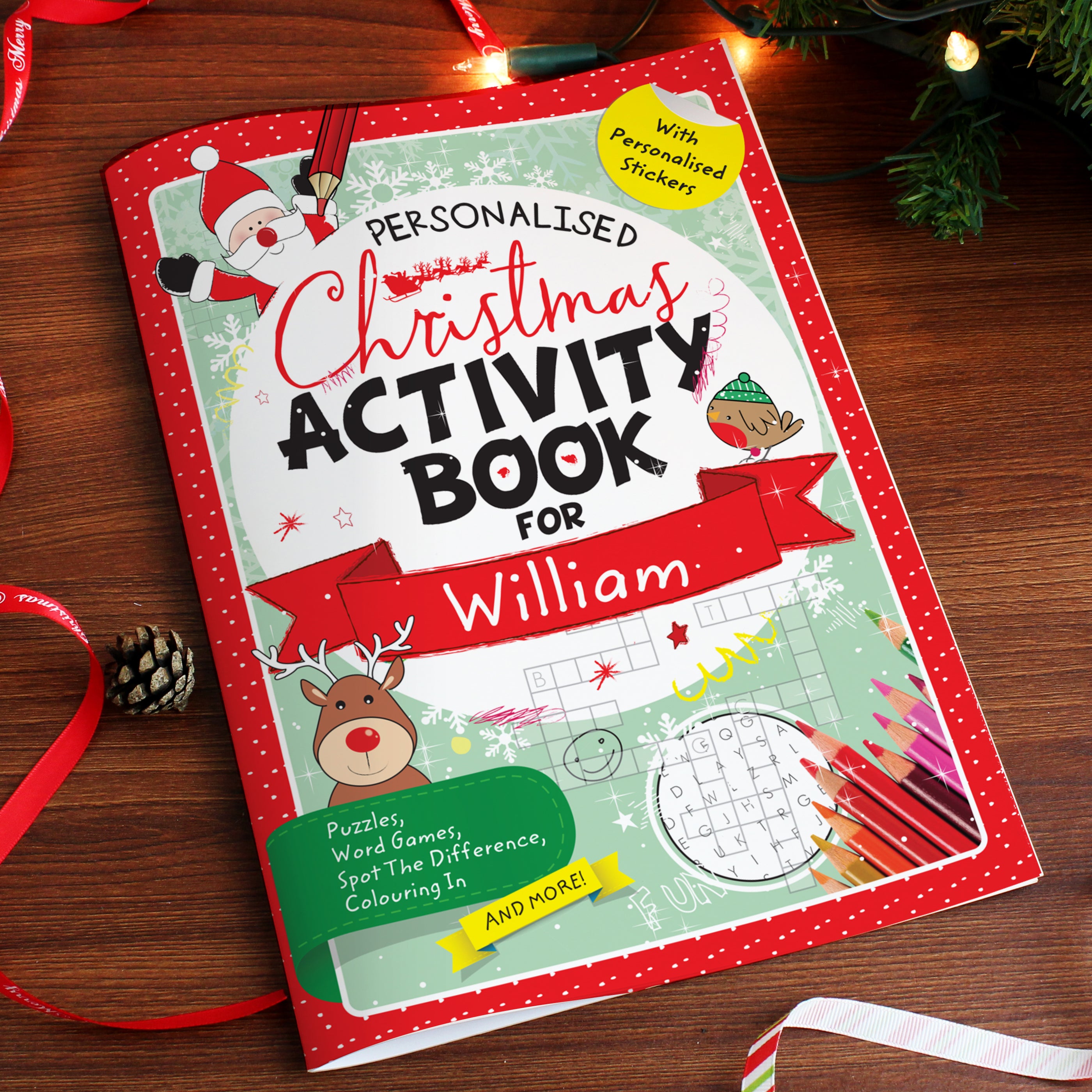 Personalised Christmas Activity Book with Stickers - gift & personalise