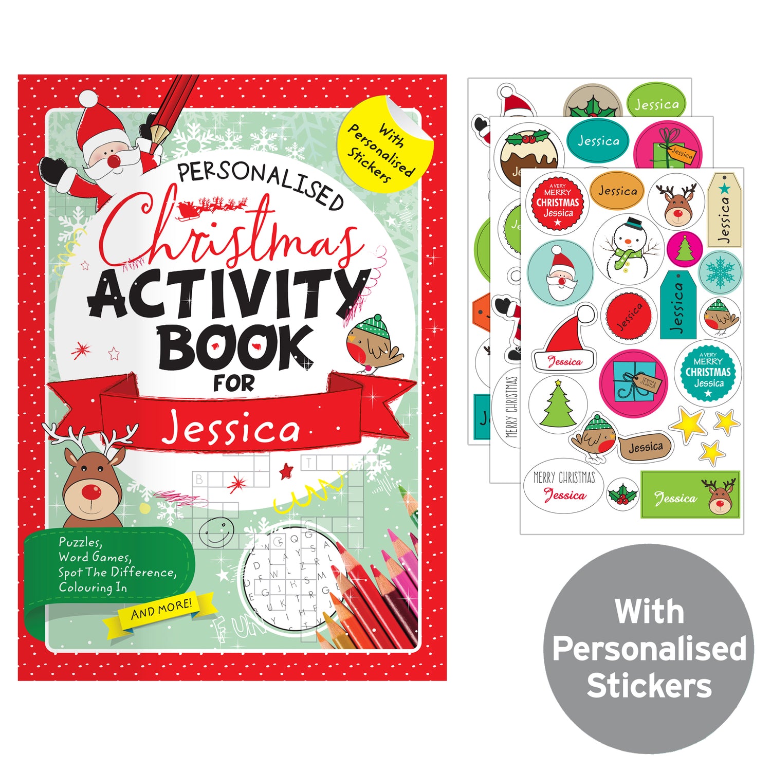 Personalised Christmas Activity Book with Stickers - gift & personalise