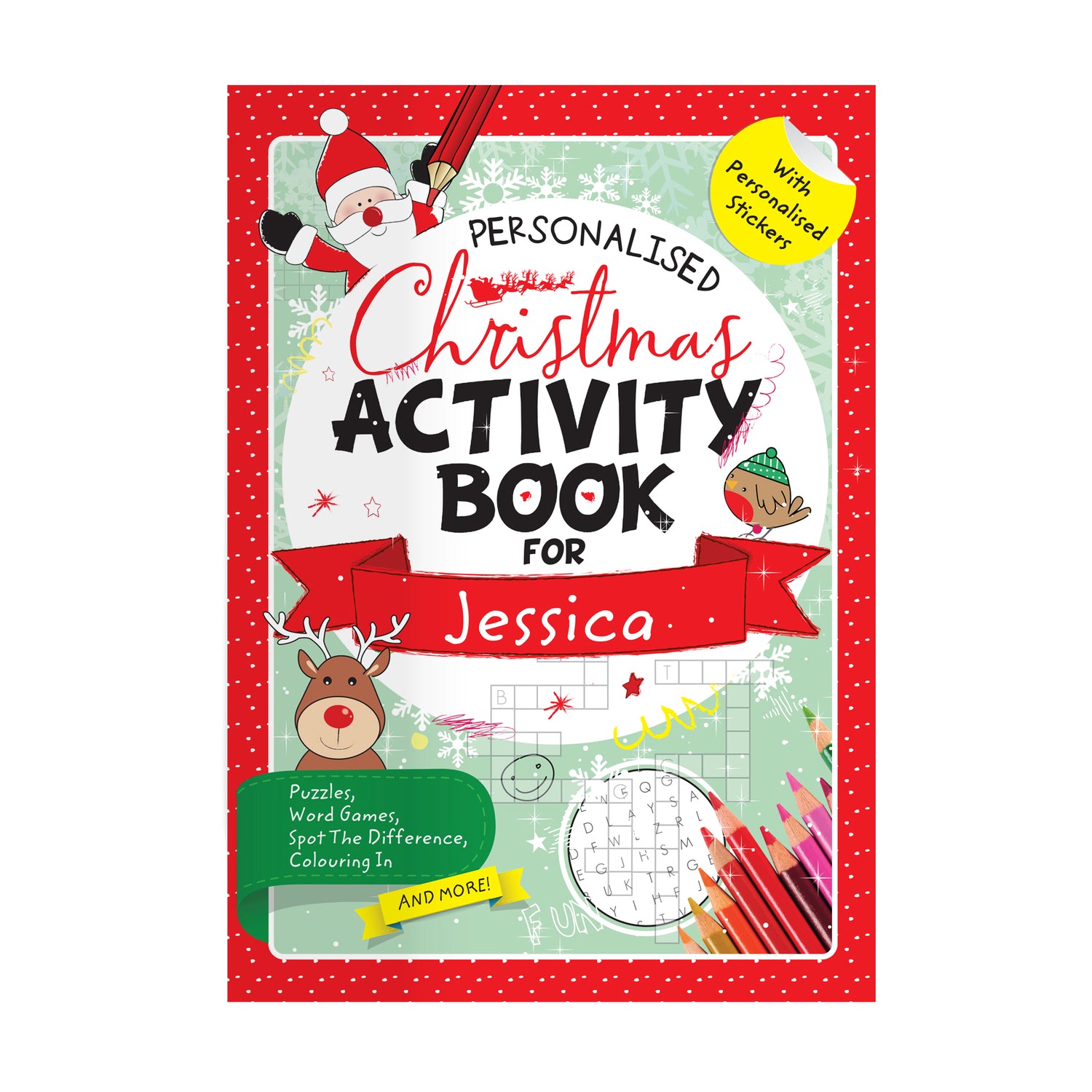 Personalised Christmas Activity Book with Stickers - gift & personalise