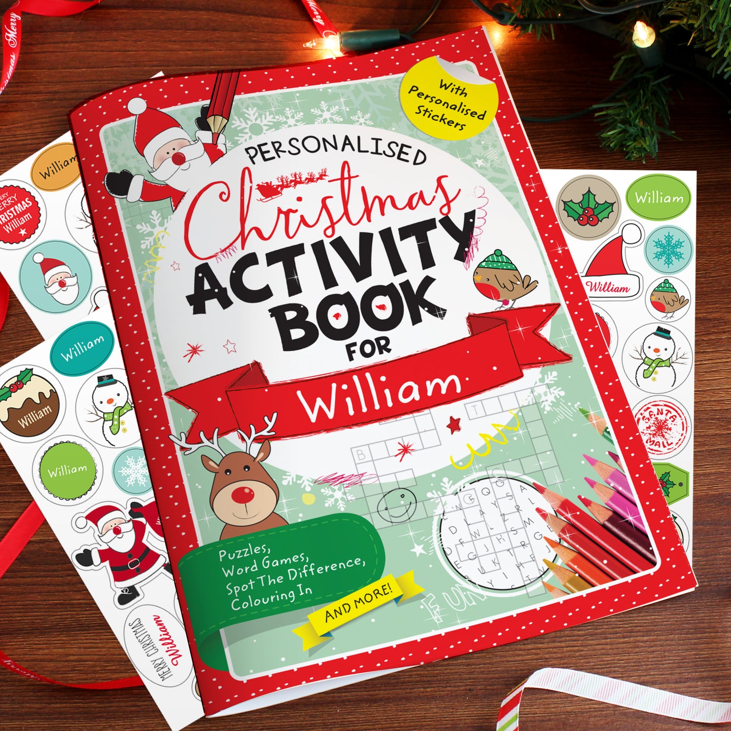 Personalised Christmas Activity Book with Stickers - gift & personalise