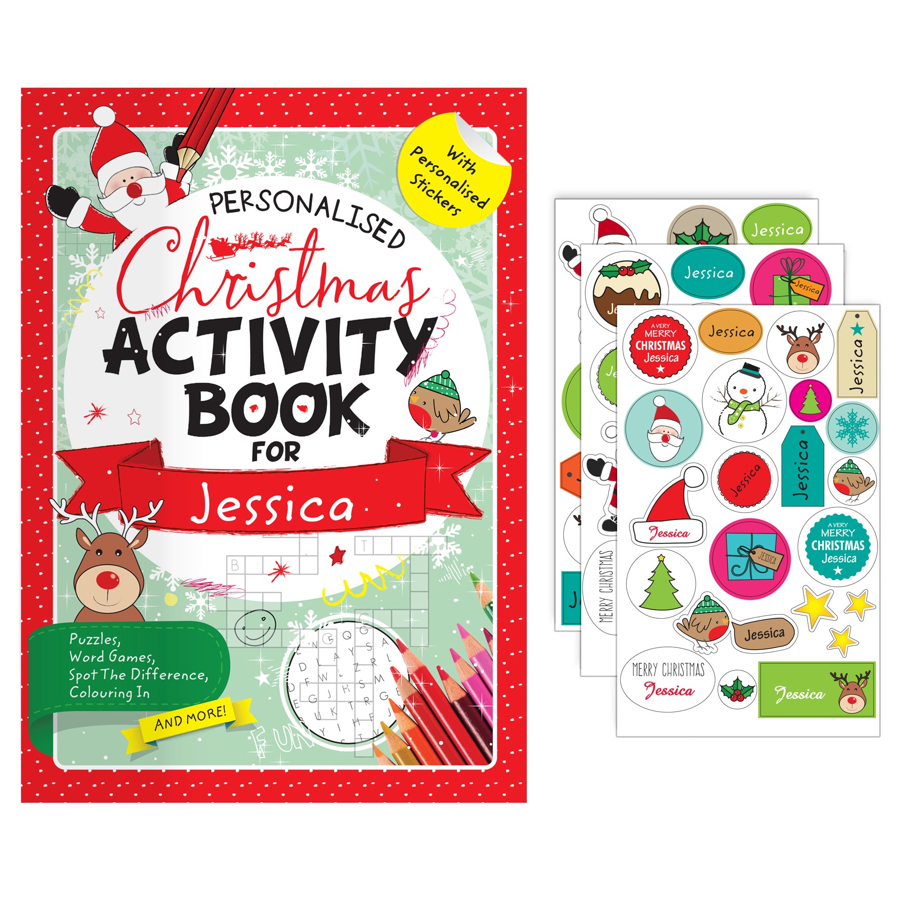 Personalised Christmas Activity Book with Stickers - gift & personalise