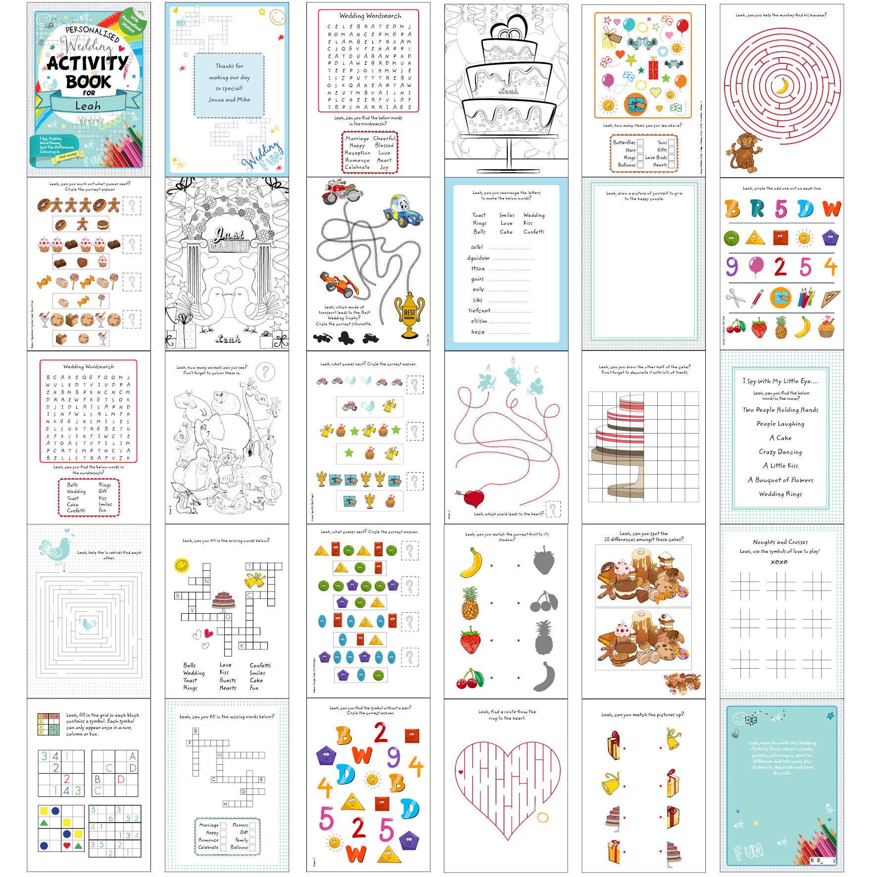 Personalised Wedding Activity Book with Stickers - gift & personalise