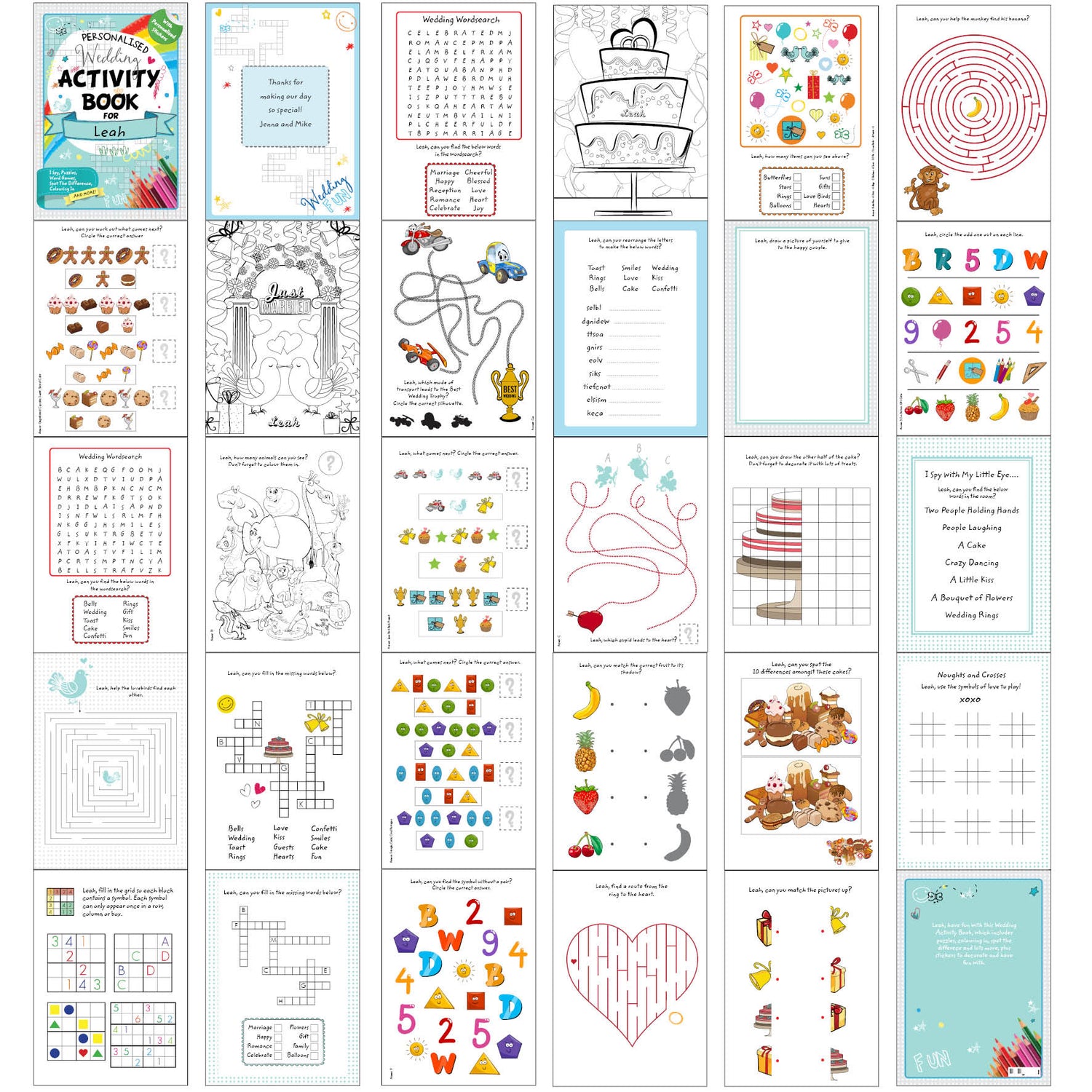 Personalised Wedding Activity Book with Stickers - gift & personalise