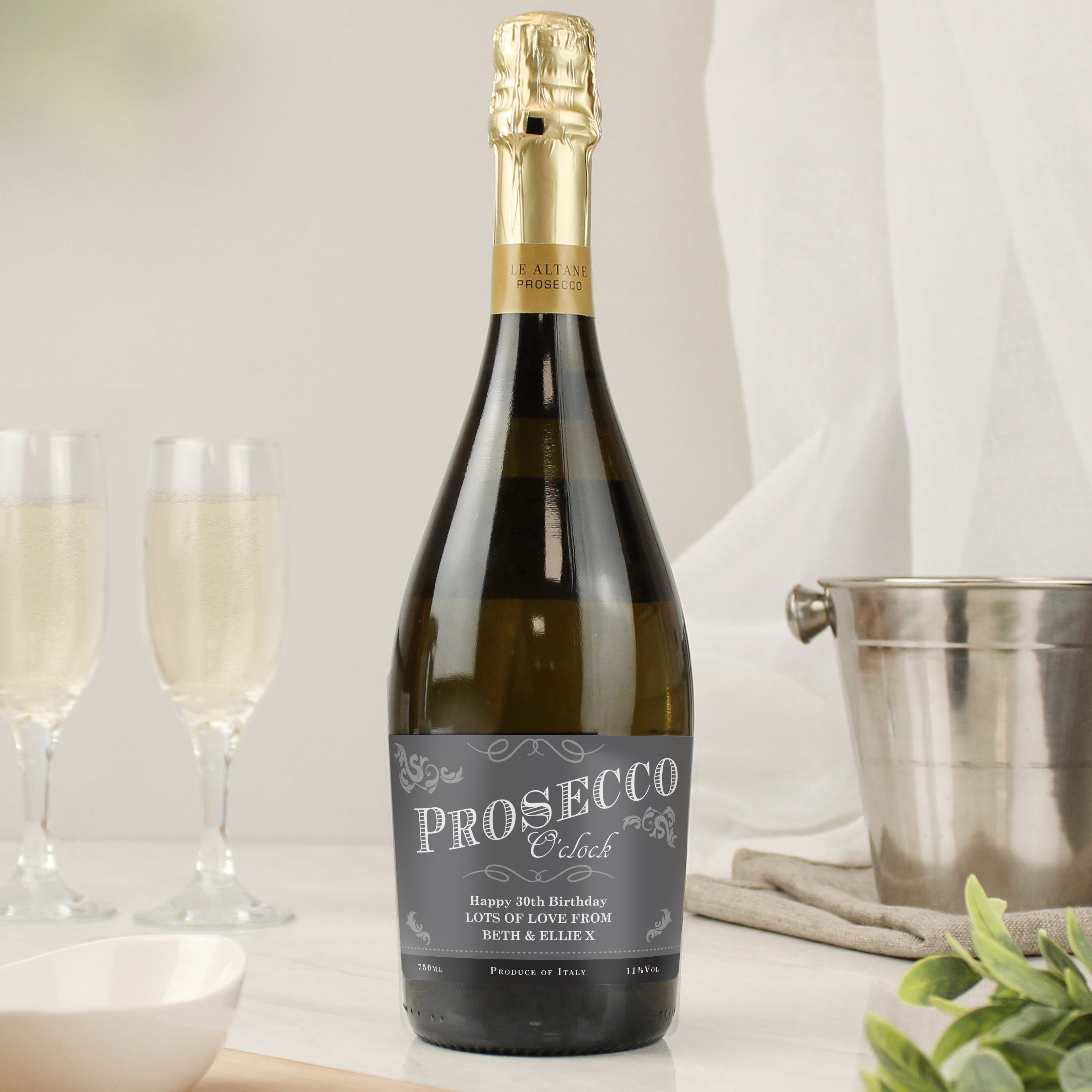 Personalised 'Prosecco O'Clock' Bottle of Prosecco - gift & personalise