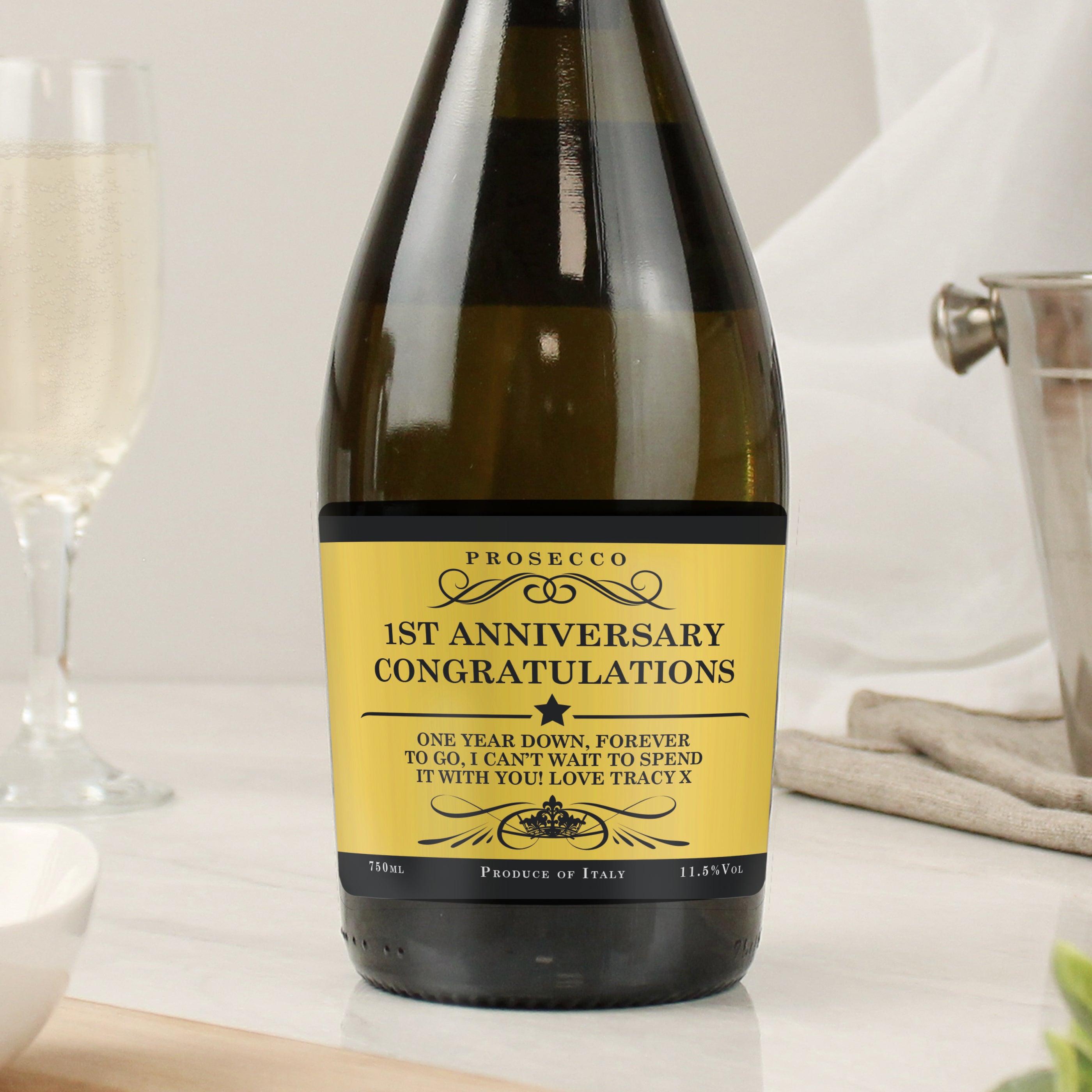 Personalised Any Message Bottle of Prosecco - gift & personalise