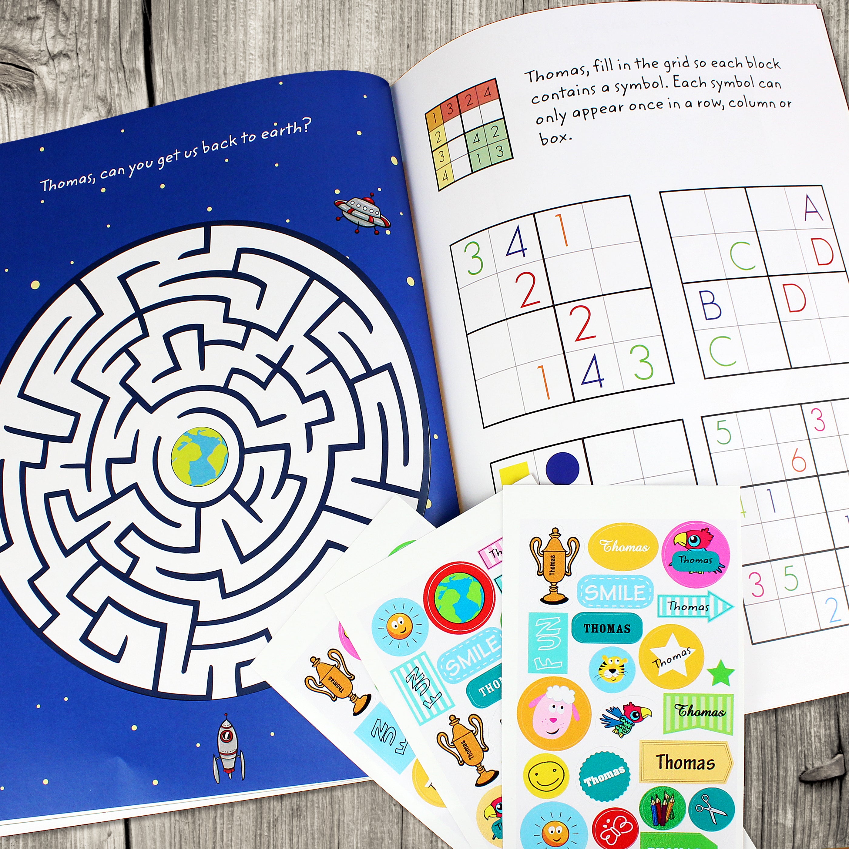 Personalised Activity Book with Stickers - gift & personalise