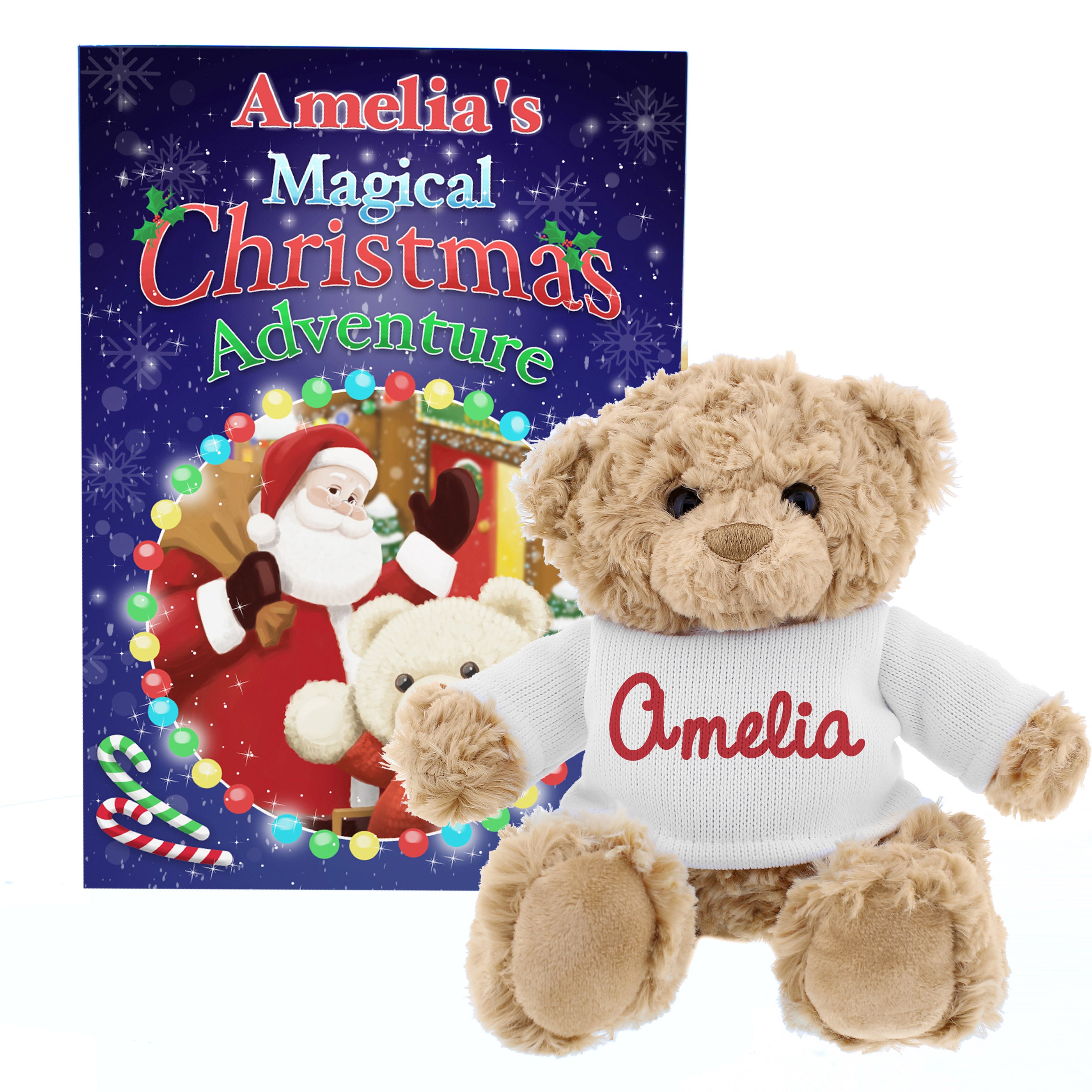 Personalised Magical Christmas Adventure Story Book and Personalised Teddy Bear - gift & personalise