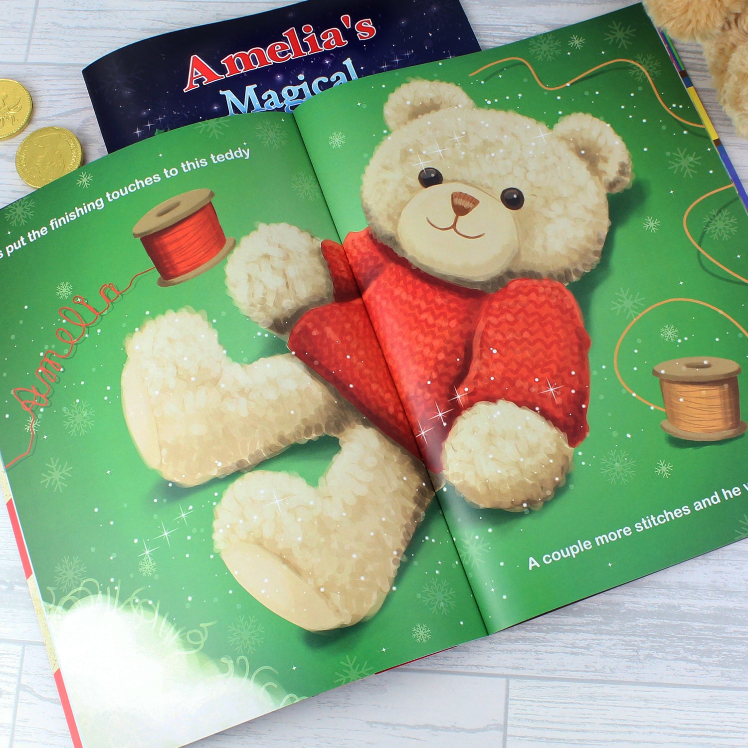 Personalised Magical Christmas Adventure Story Book and Personalised Teddy Bear - gift & personalise