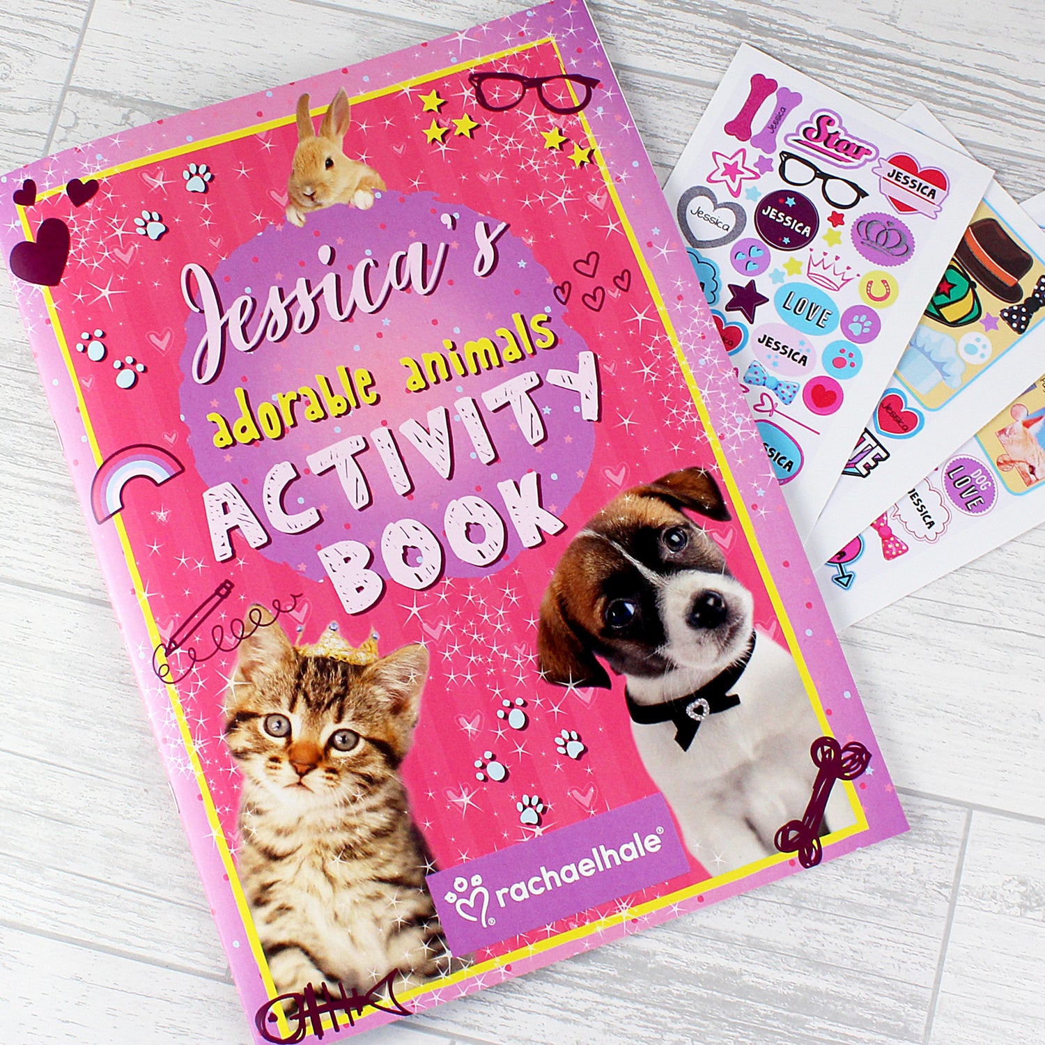 Personalised Rachael Hale Adorable Animals Activity Book With Stickers - gift & personalise