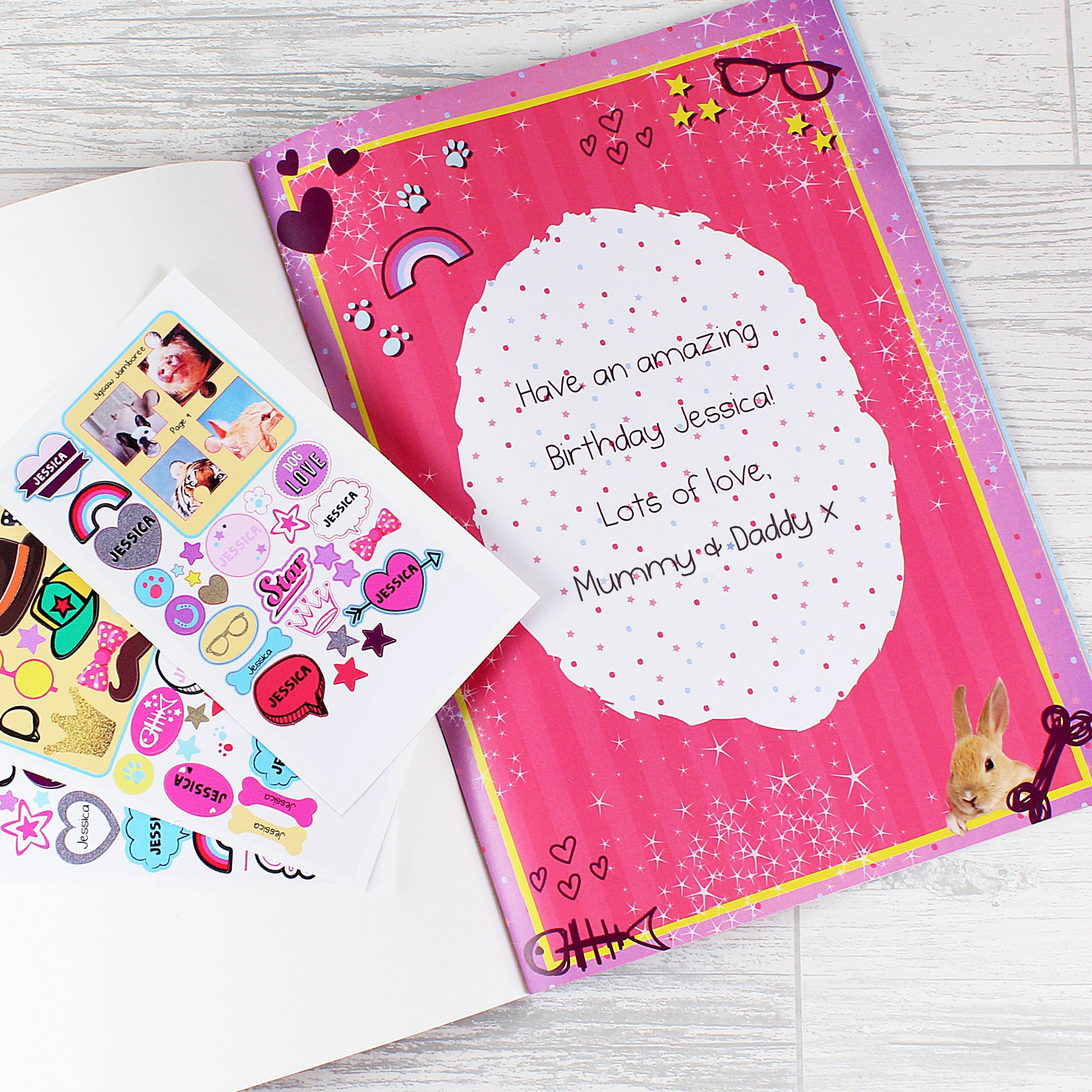 Personalised Rachael Hale Adorable Animals Activity Book With Stickers - gift & personalise