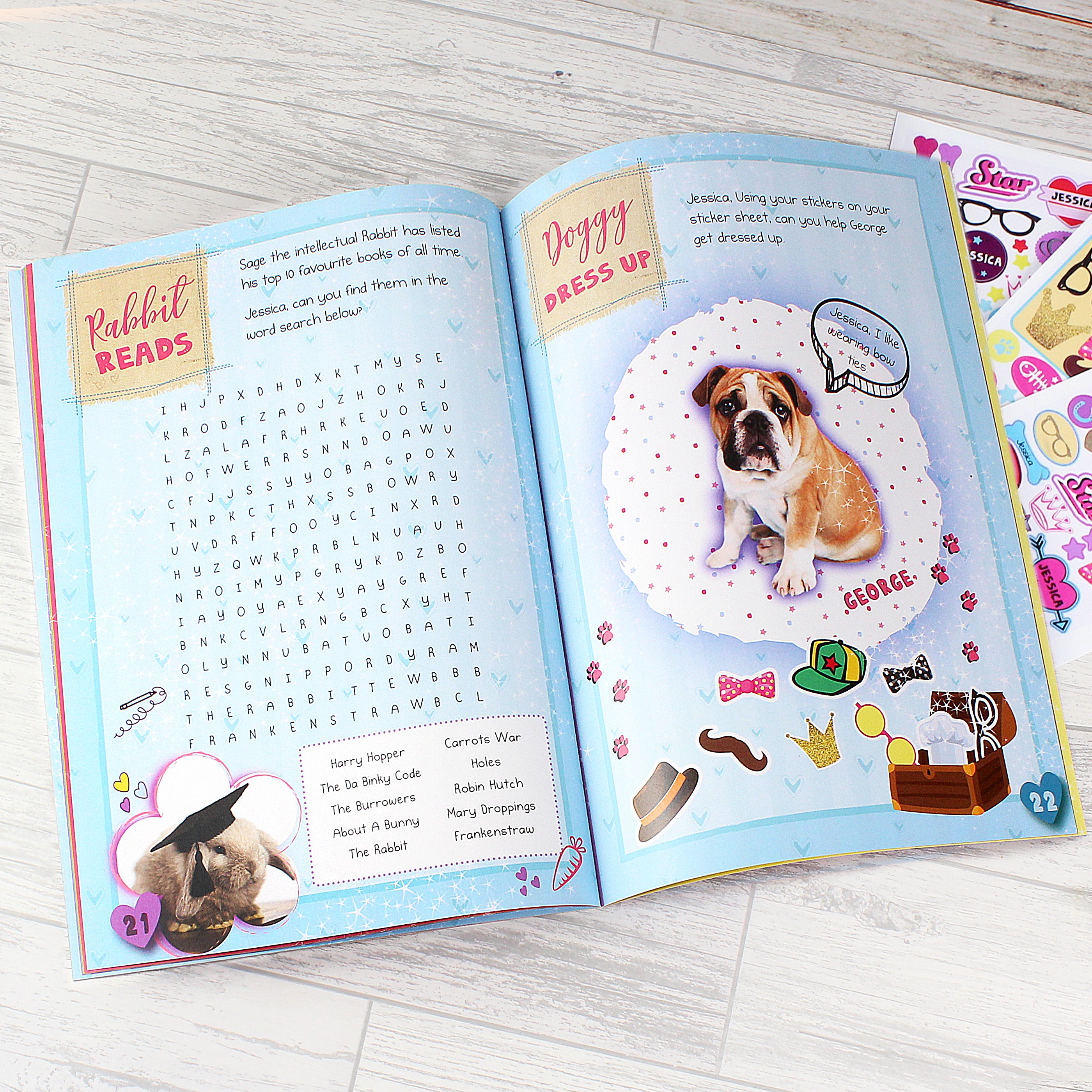 Personalised Rachael Hale Adorable Animals Activity Book With Stickers - gift & personalise