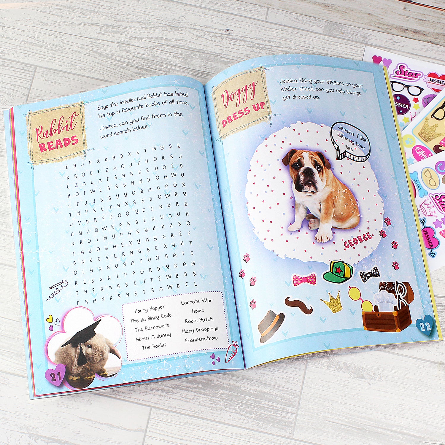 Personalised Rachael Hale Adorable Animals Activity Book With Stickers - gift & personalise