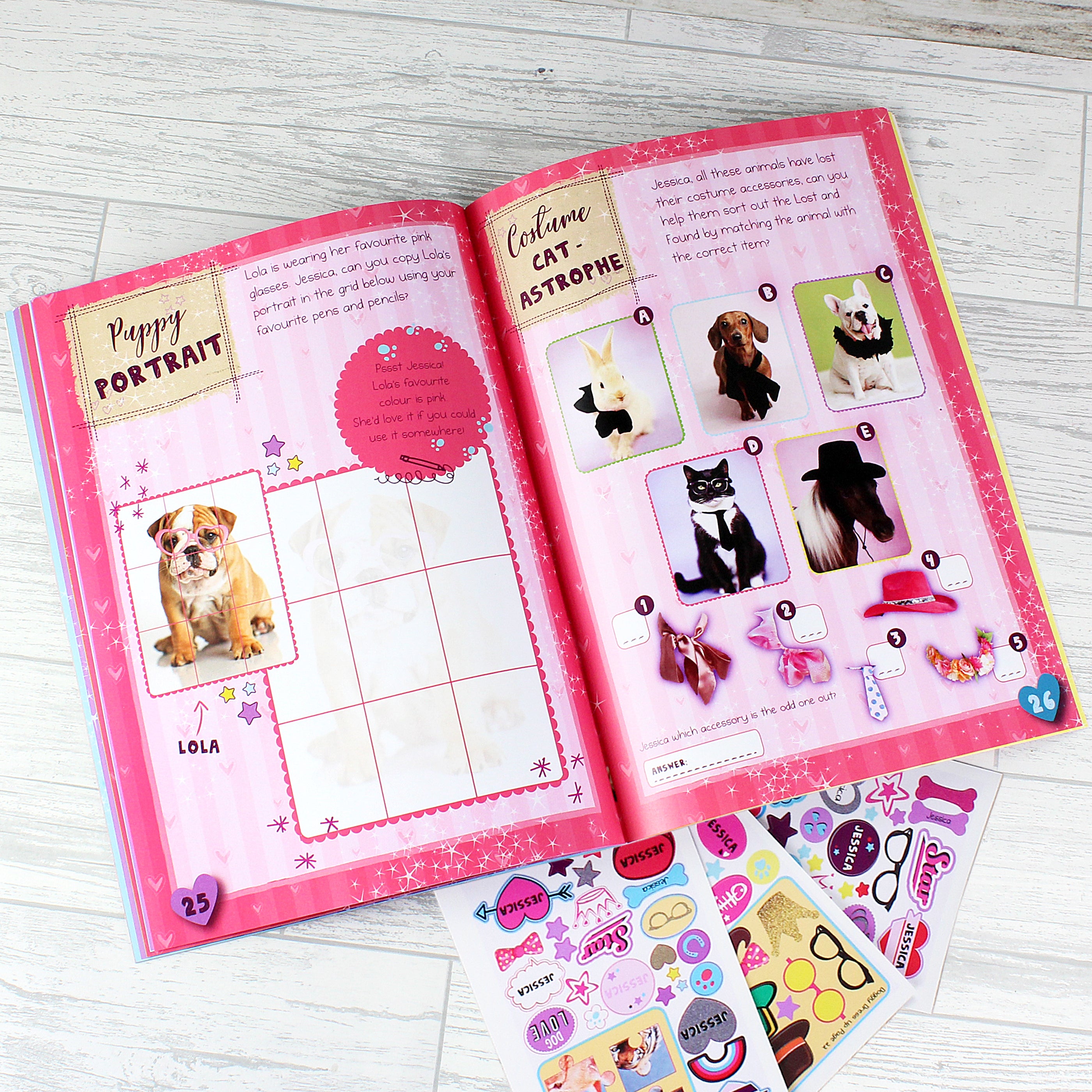 Personalised Rachael Hale Adorable Animals Activity Book With Stickers - gift & personalise