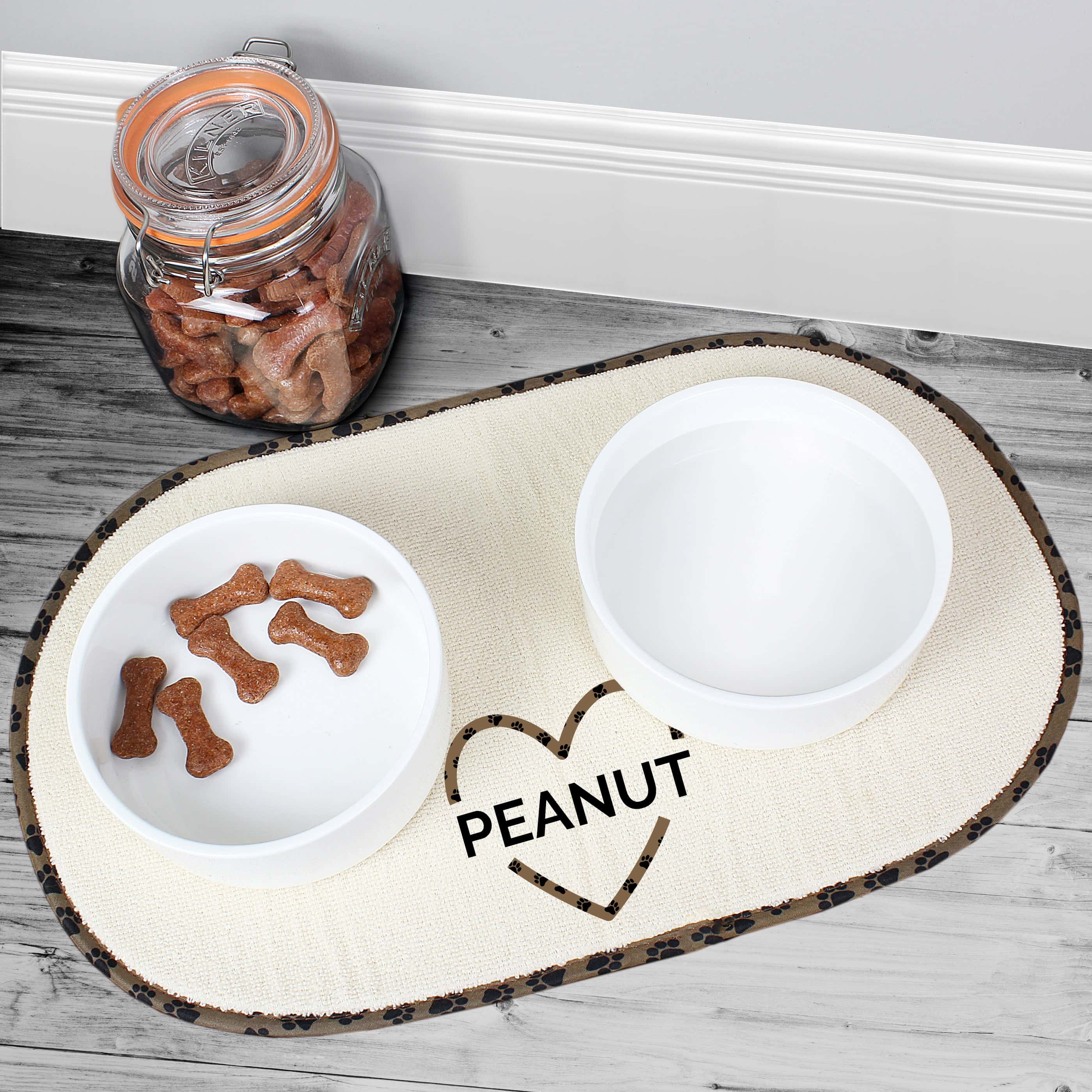 Personalised Love Heart Microfibre Pet Bowl Mat - gift & personalise