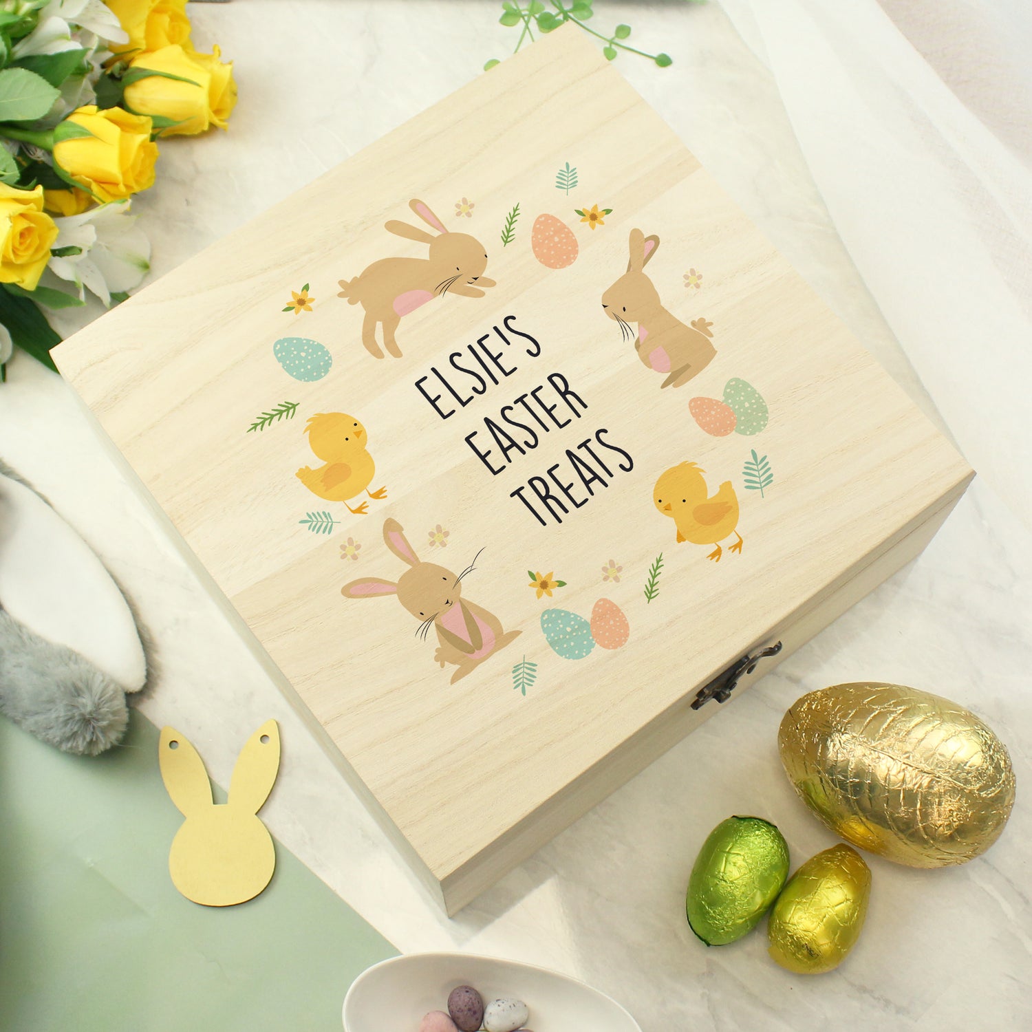 Personalised Easter Bunny Wooden Treat Box - gift & personalise