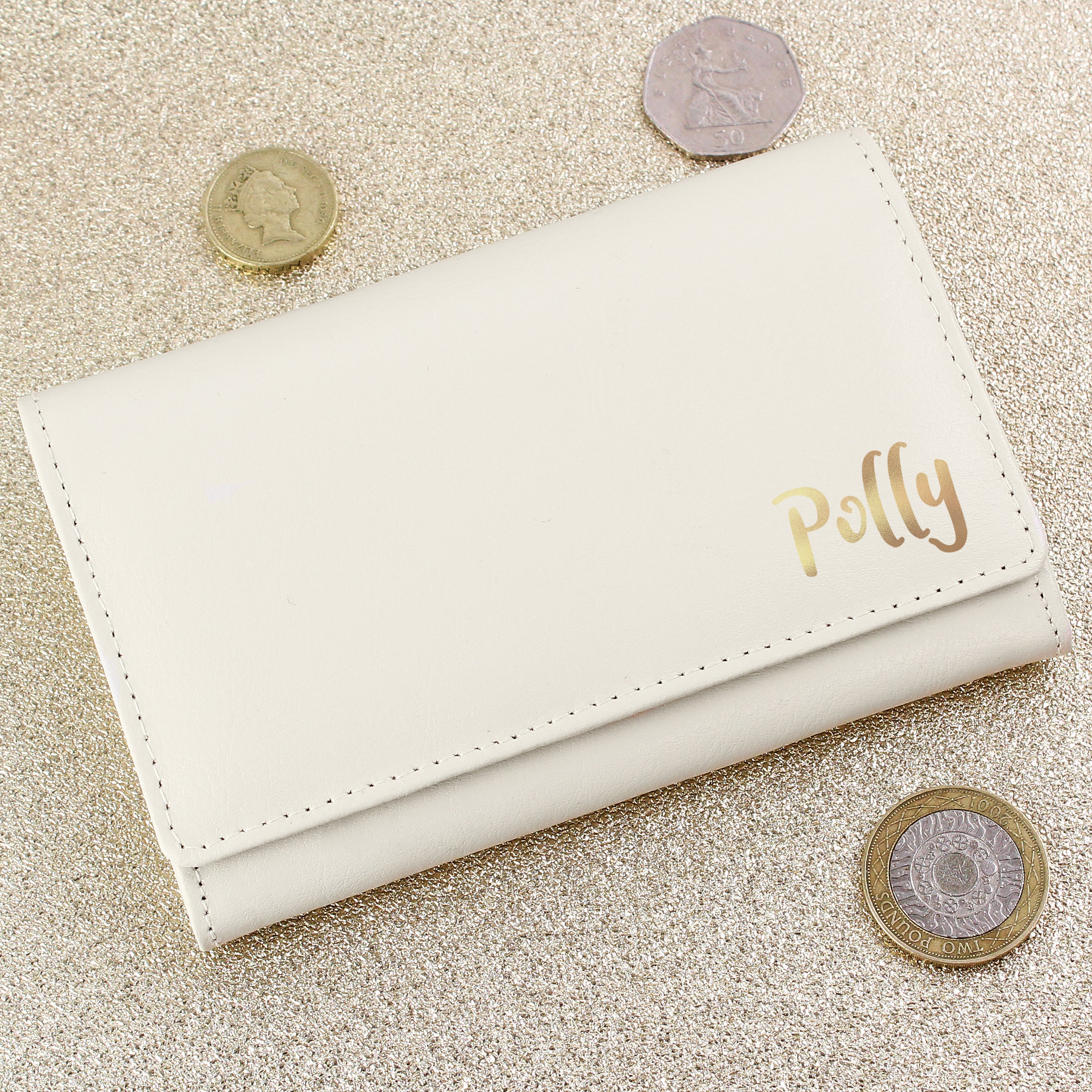 Personalised Gold Name Cream Purse - gift & personalise