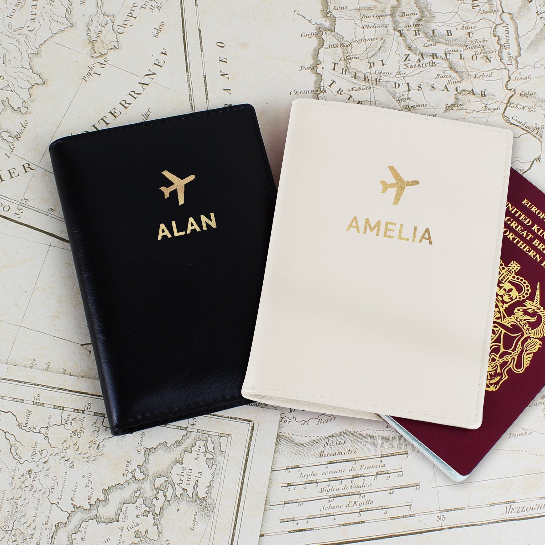 Personalised Gold Name Passport Holders Set - gift & personalise