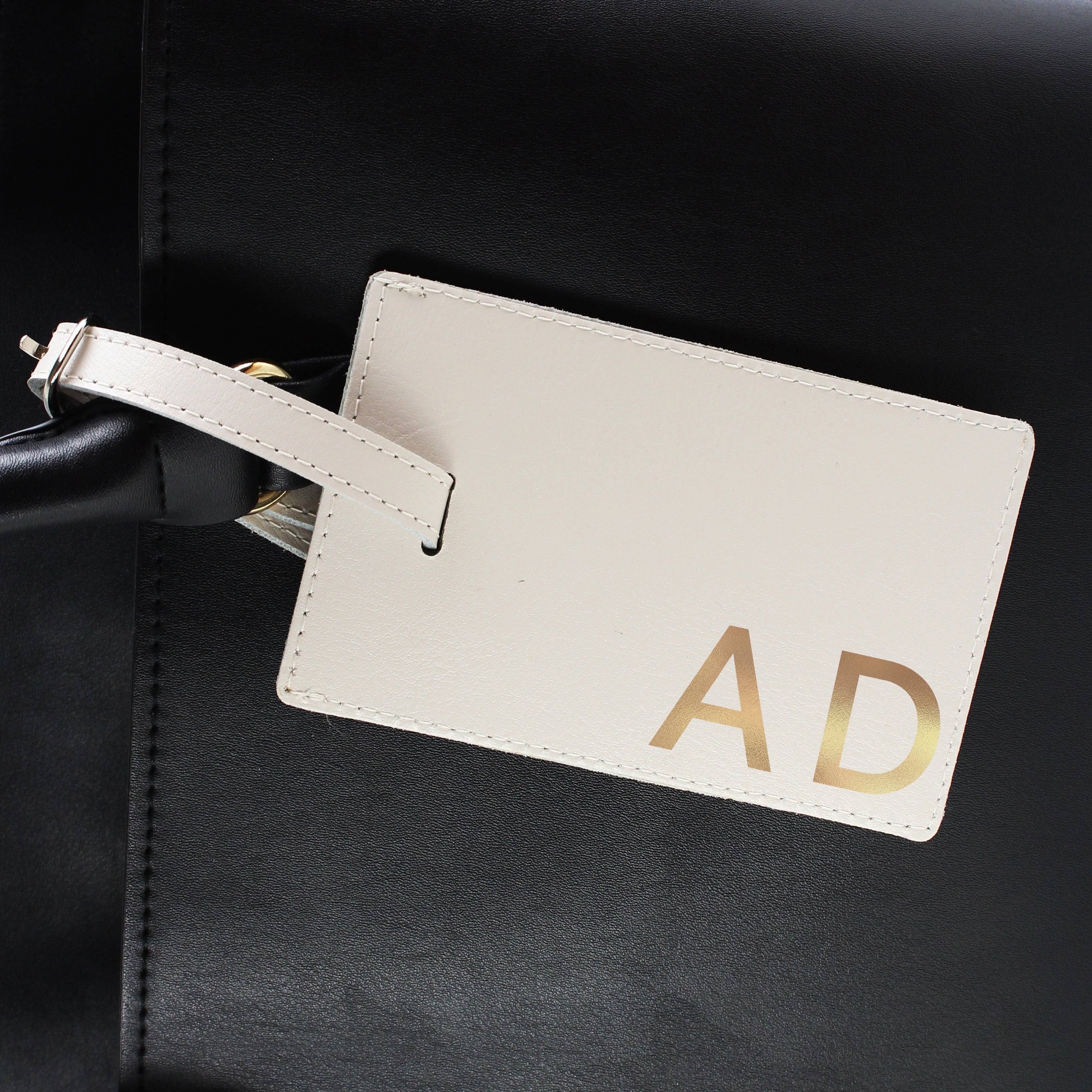 Personalised Gold Initials Cream Luggage Tag - gift & personalise