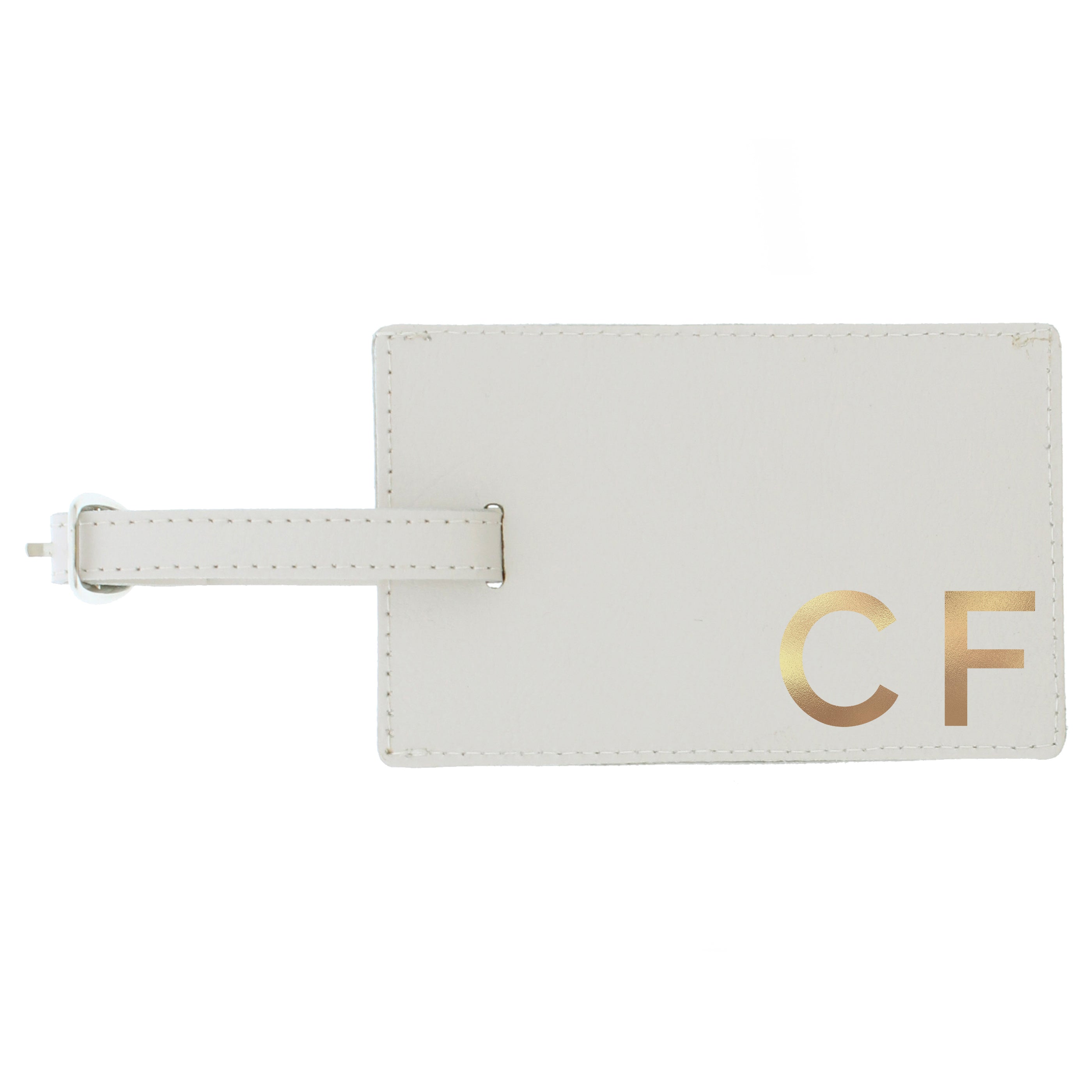 Personalised Gold Initials Cream Luggage Tag - gift & personalise