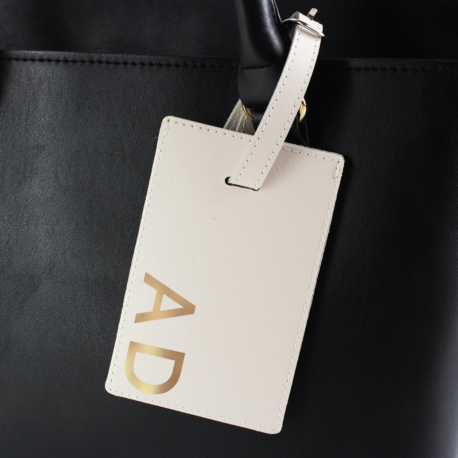 Personalised Gold Initials Cream Luggage Tag - gift & personalise