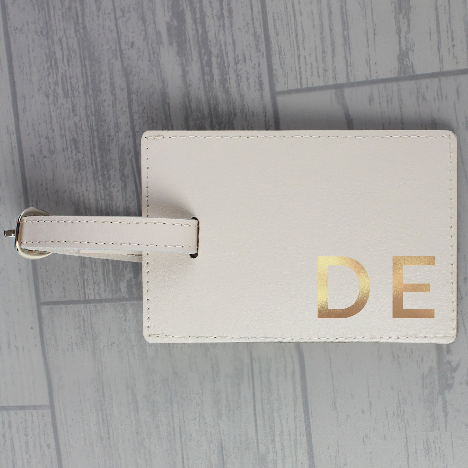 Personalised Gold Initials Cream Luggage Tag - gift & personalise