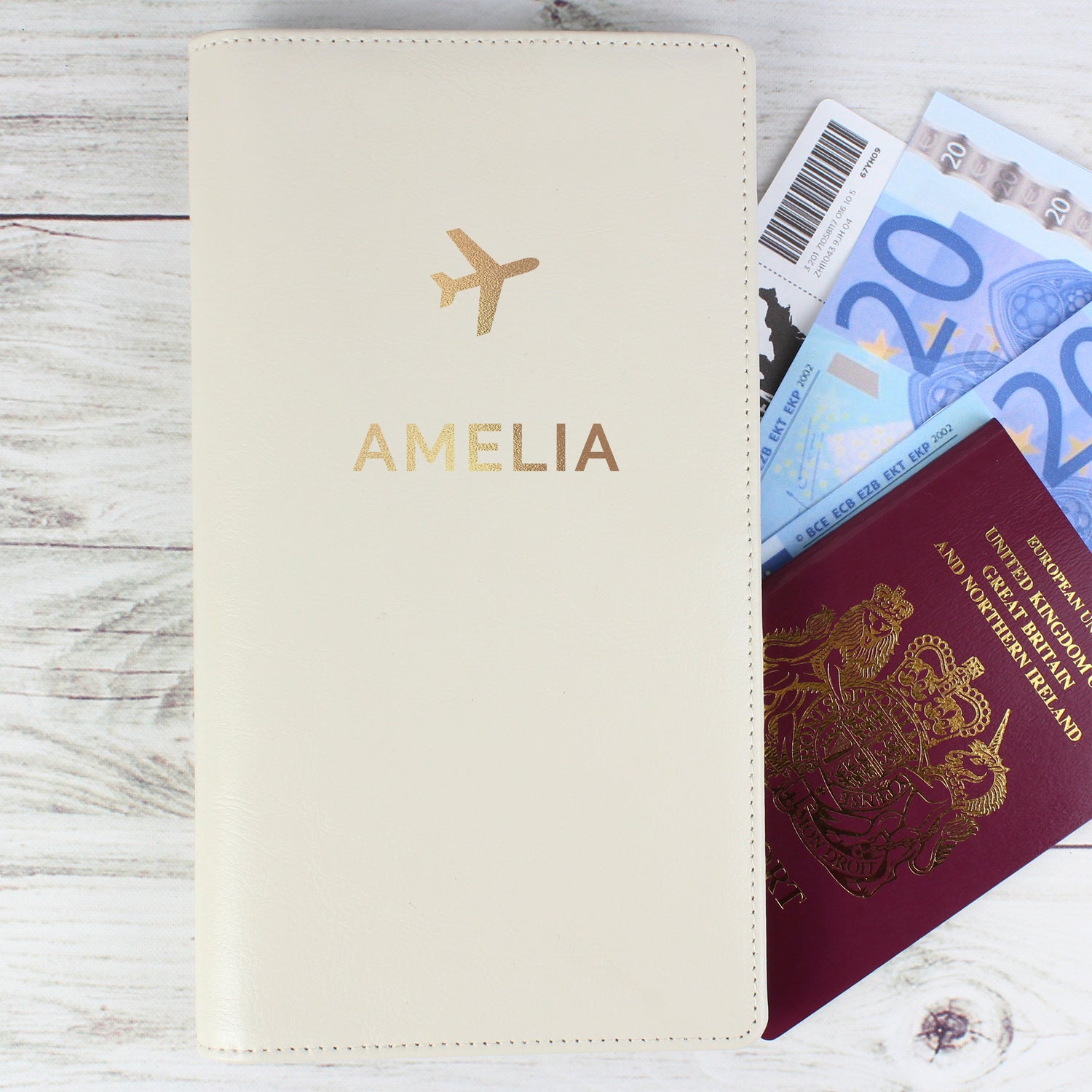 Personalised Gold Name Travel Document Holder - gift & personalise