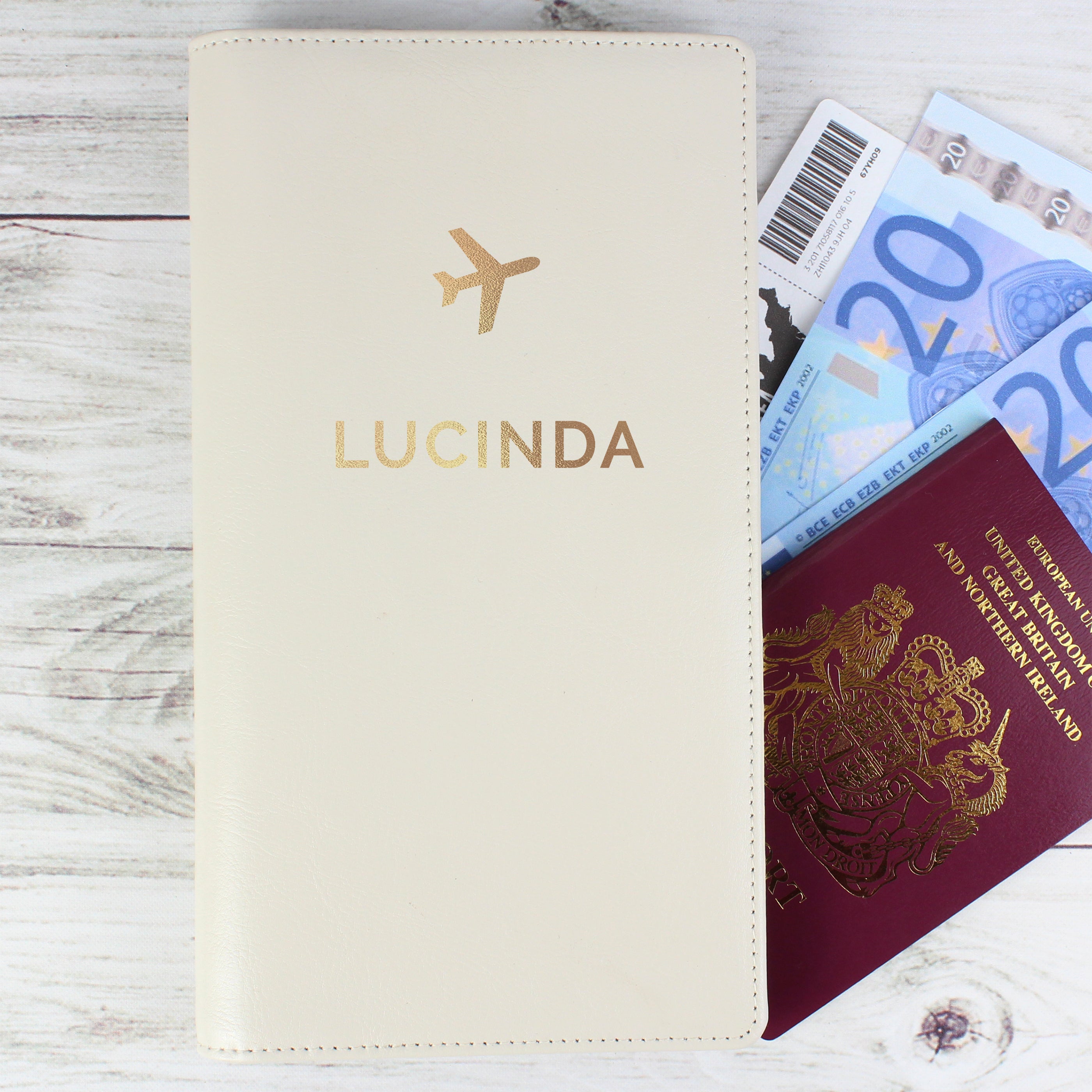 Personalised Gold Name Travel Document Holder - gift & personalise