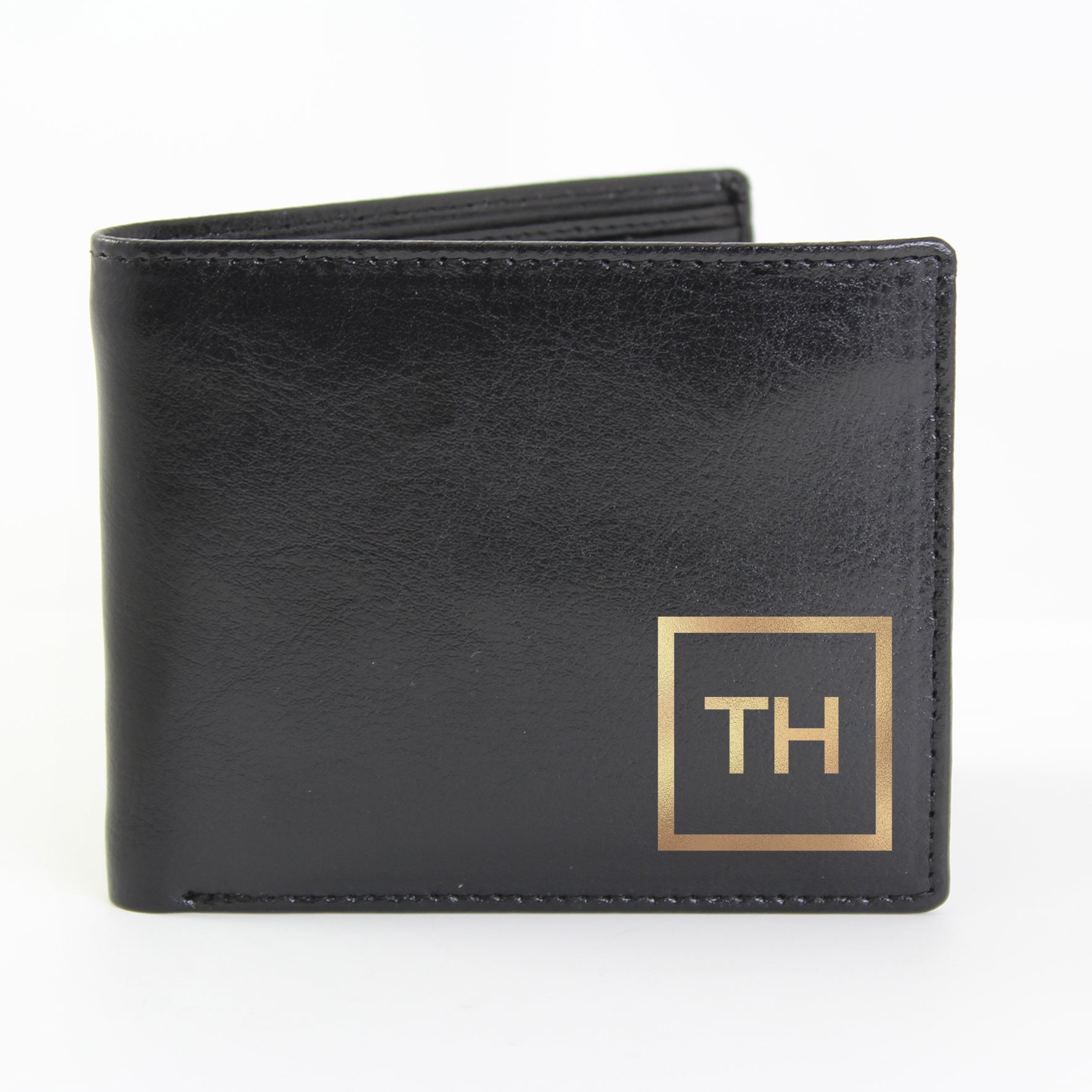 Personalised Gold Initials Leather Wallet - gift & personalise