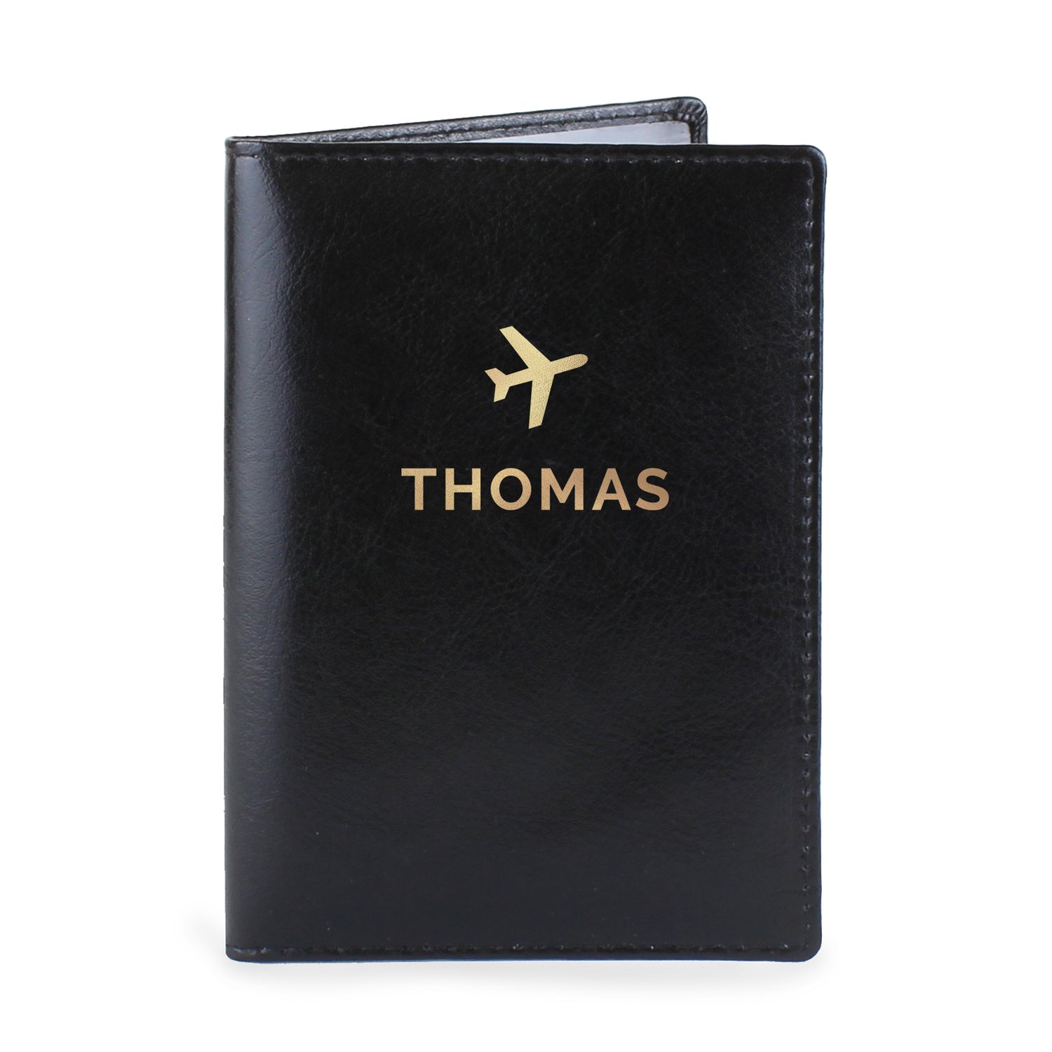 Personalised Gold Name Black Passport Holder - gift & personalise