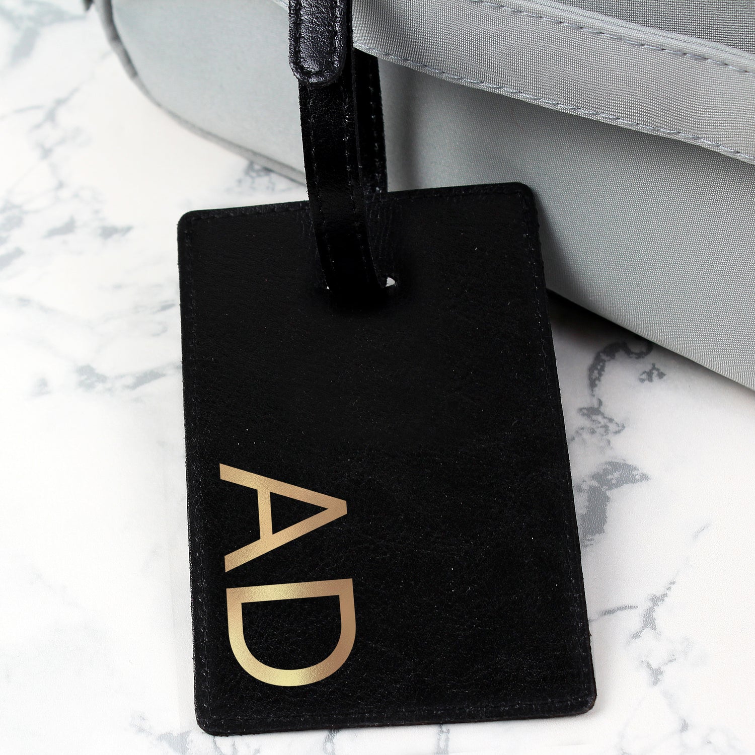 Personalised Gold Initials Black Luggage Tag - gift & personalise