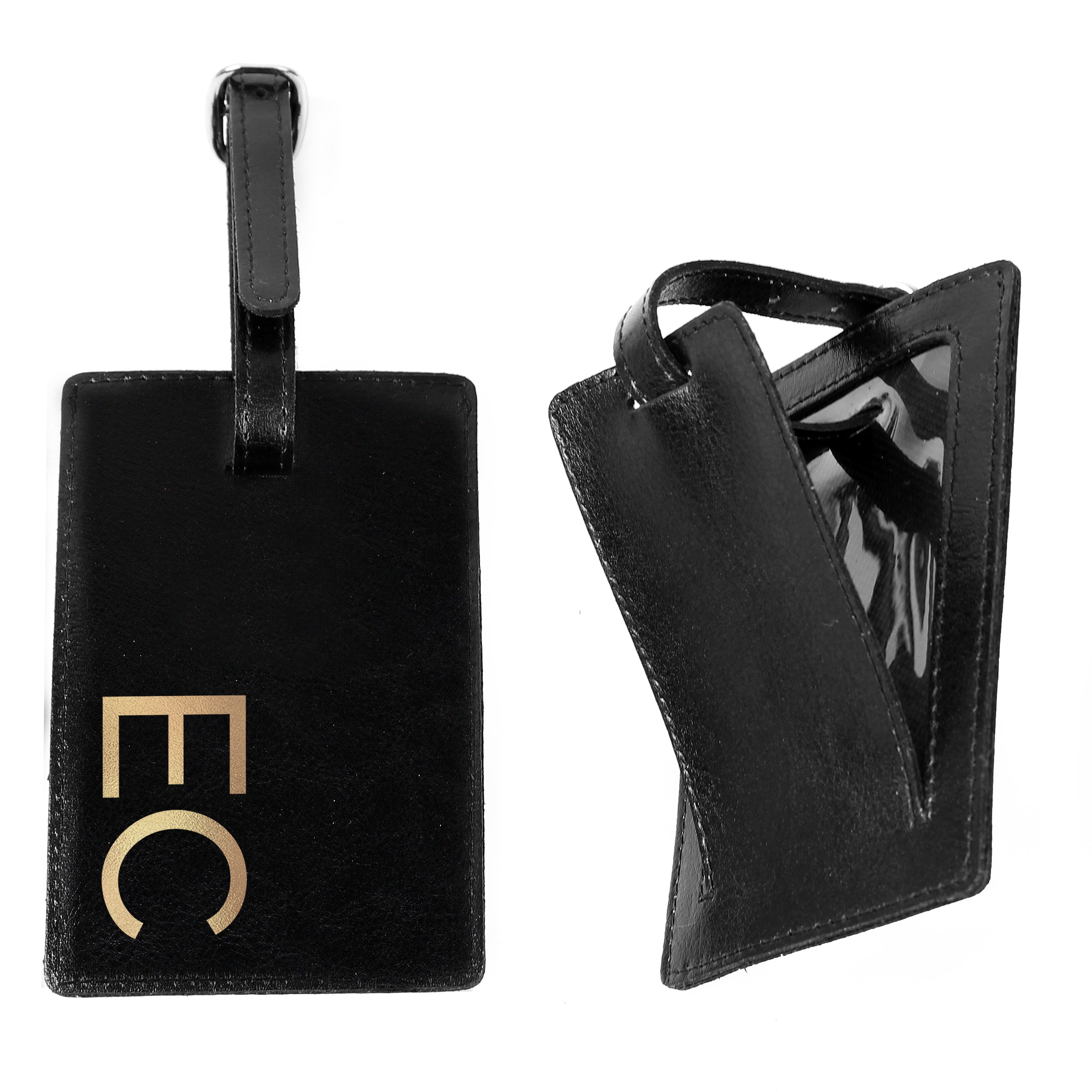 Personalised Gold Initials Black Luggage Tag - gift & personalise