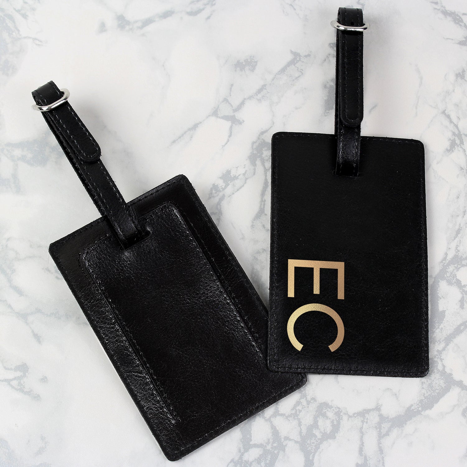 Personalised Gold Initials Black Luggage Tag - gift & personalise