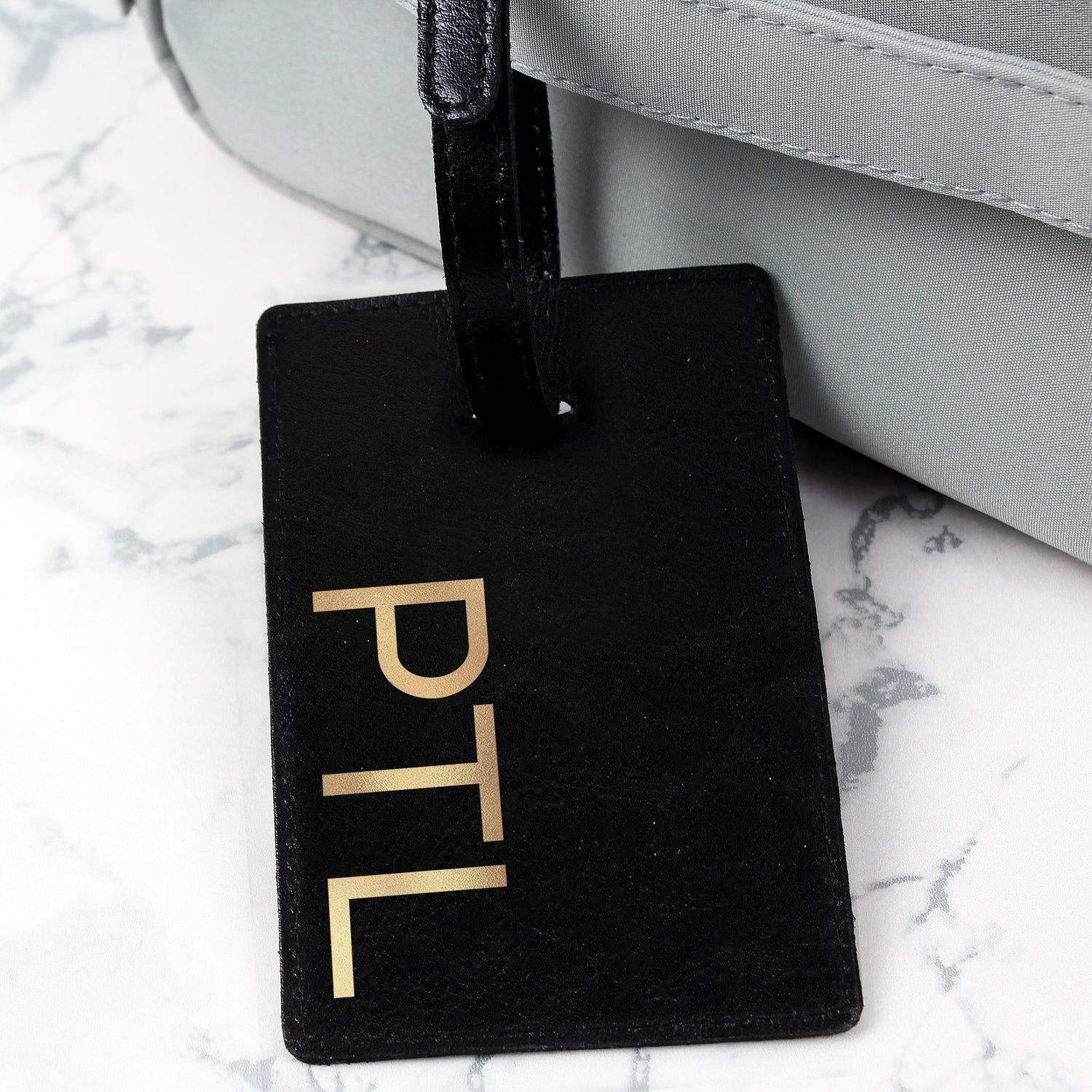 Personalised Gold Initials Black Luggage Tag - gift & personalise