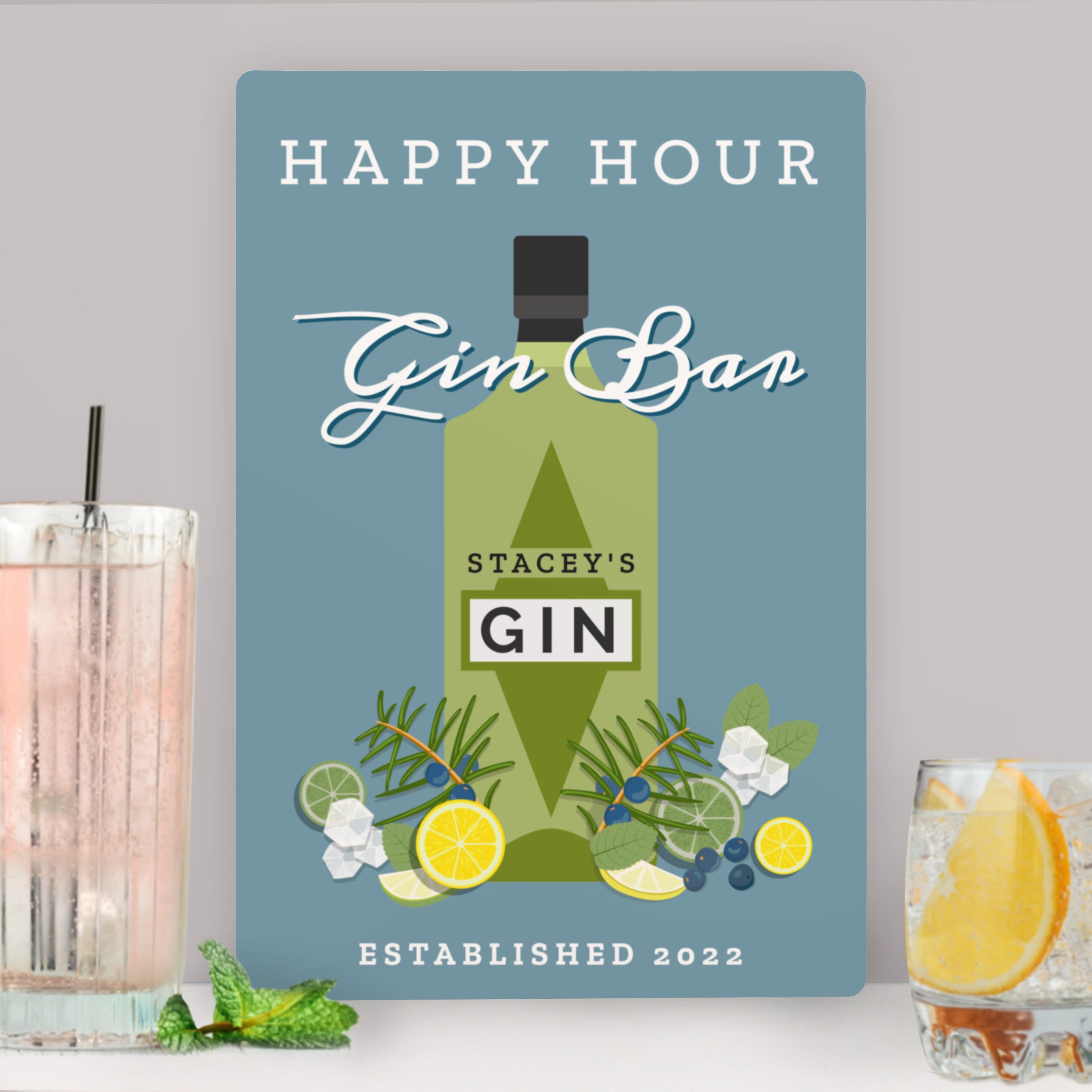 Personalised Gin Bar Metal Sign - gift & personalise