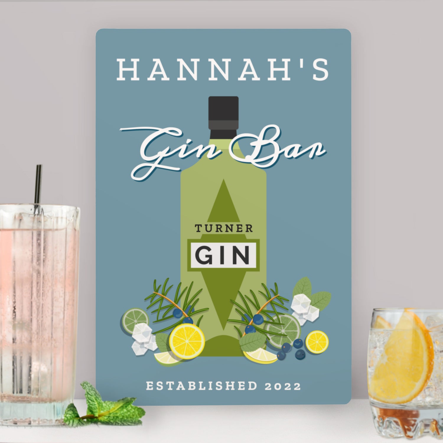 Personalised Gin Bar Metal Sign - gift & personalise